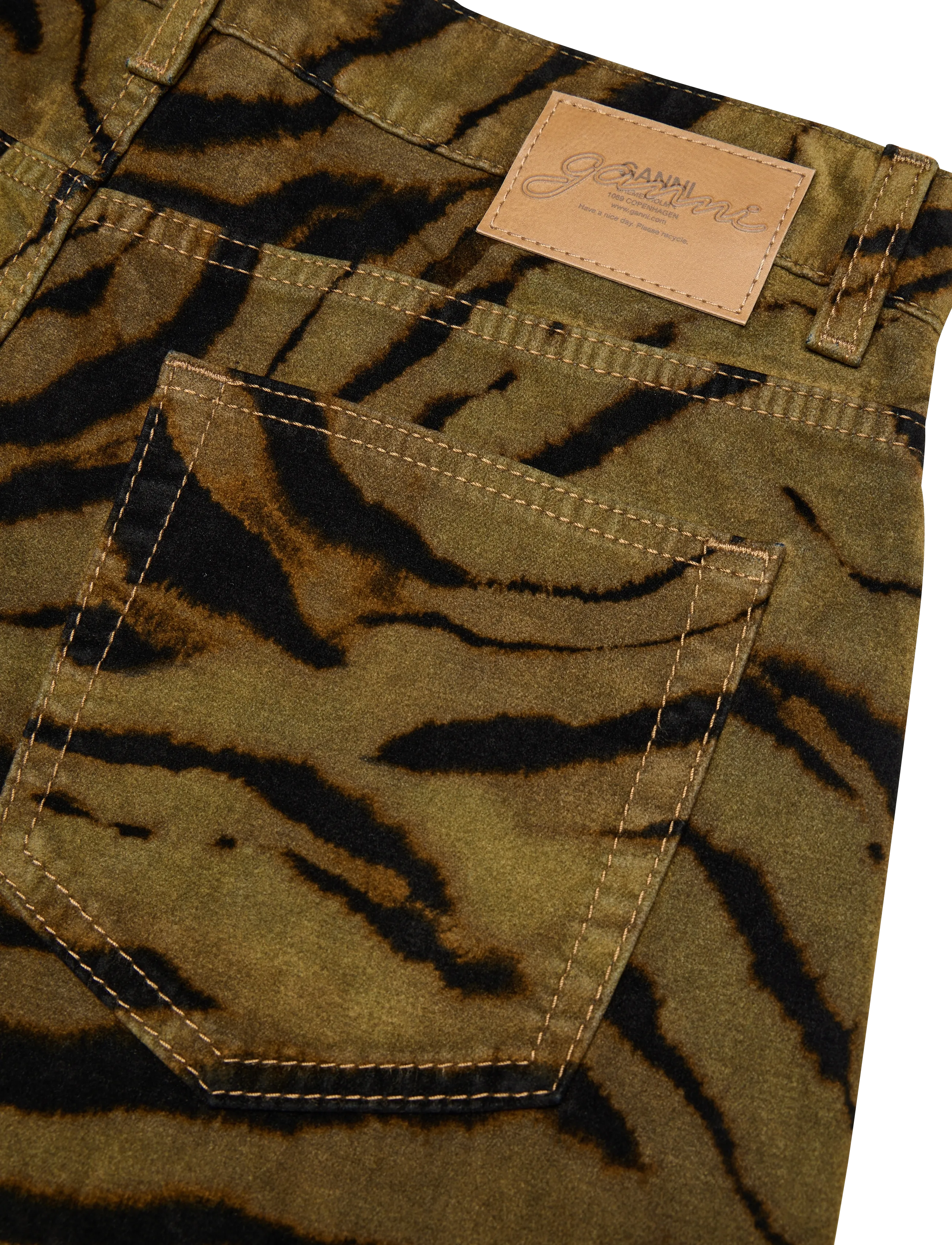 Ganni - Khaki Printed Denim Baggy Jeans - multicolored - 4