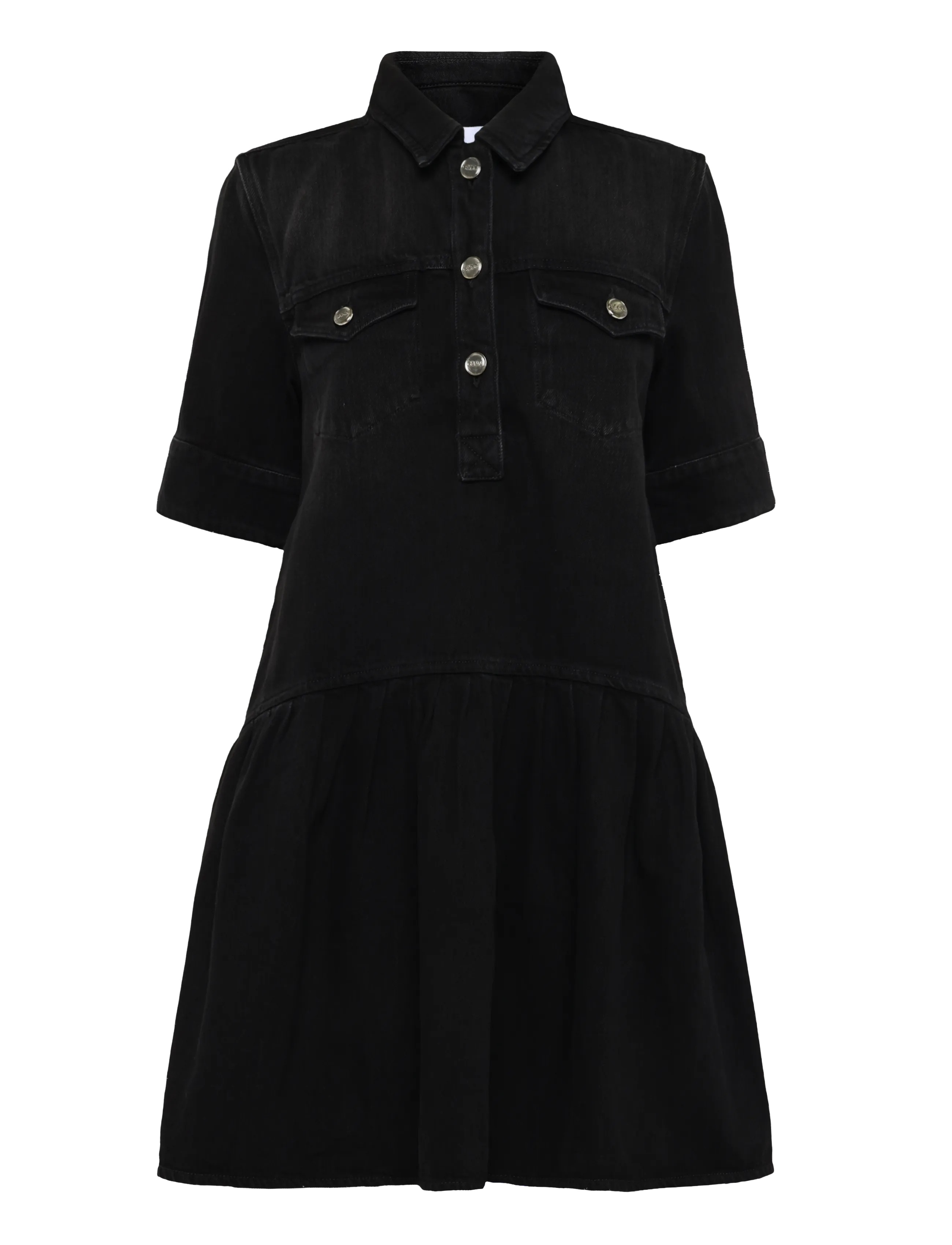 Ganni Denim Mini Dress - Jeanskleider - BLACK / black