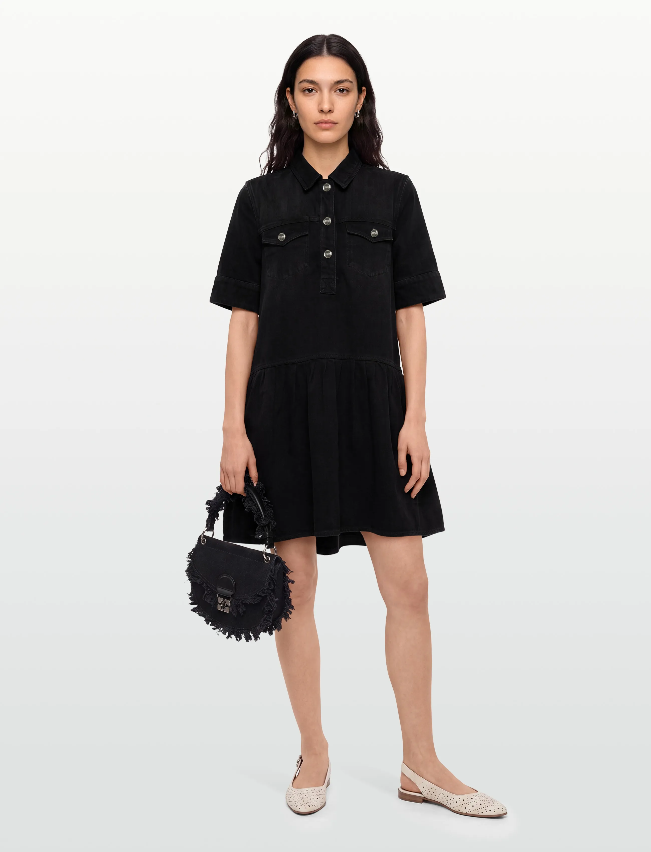 Ganni Denim Mini Dress, 38, Dresses, Schwarz - Short Frauen