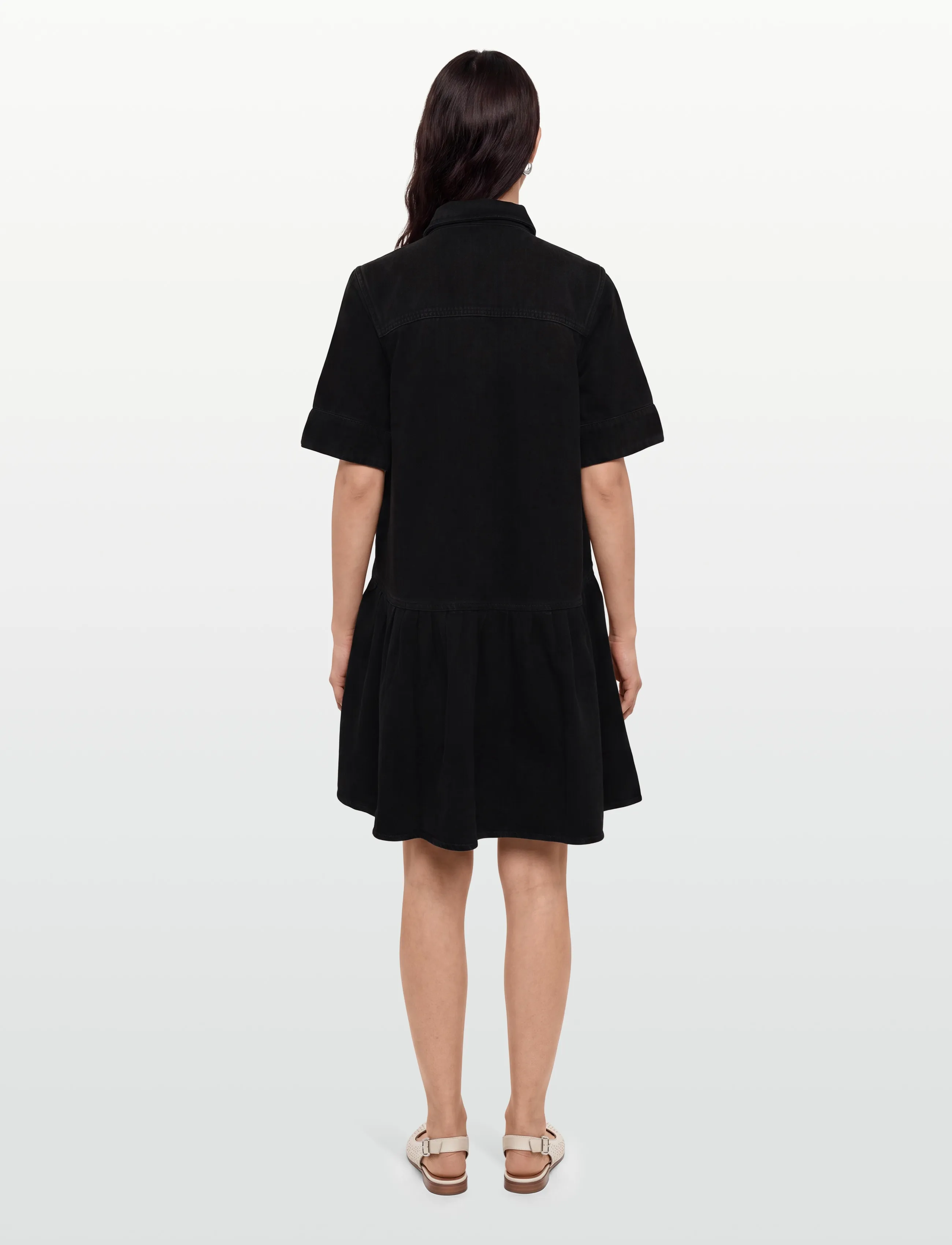 Ganni - Denim Mini Dress - skjortklänningar - black - 4