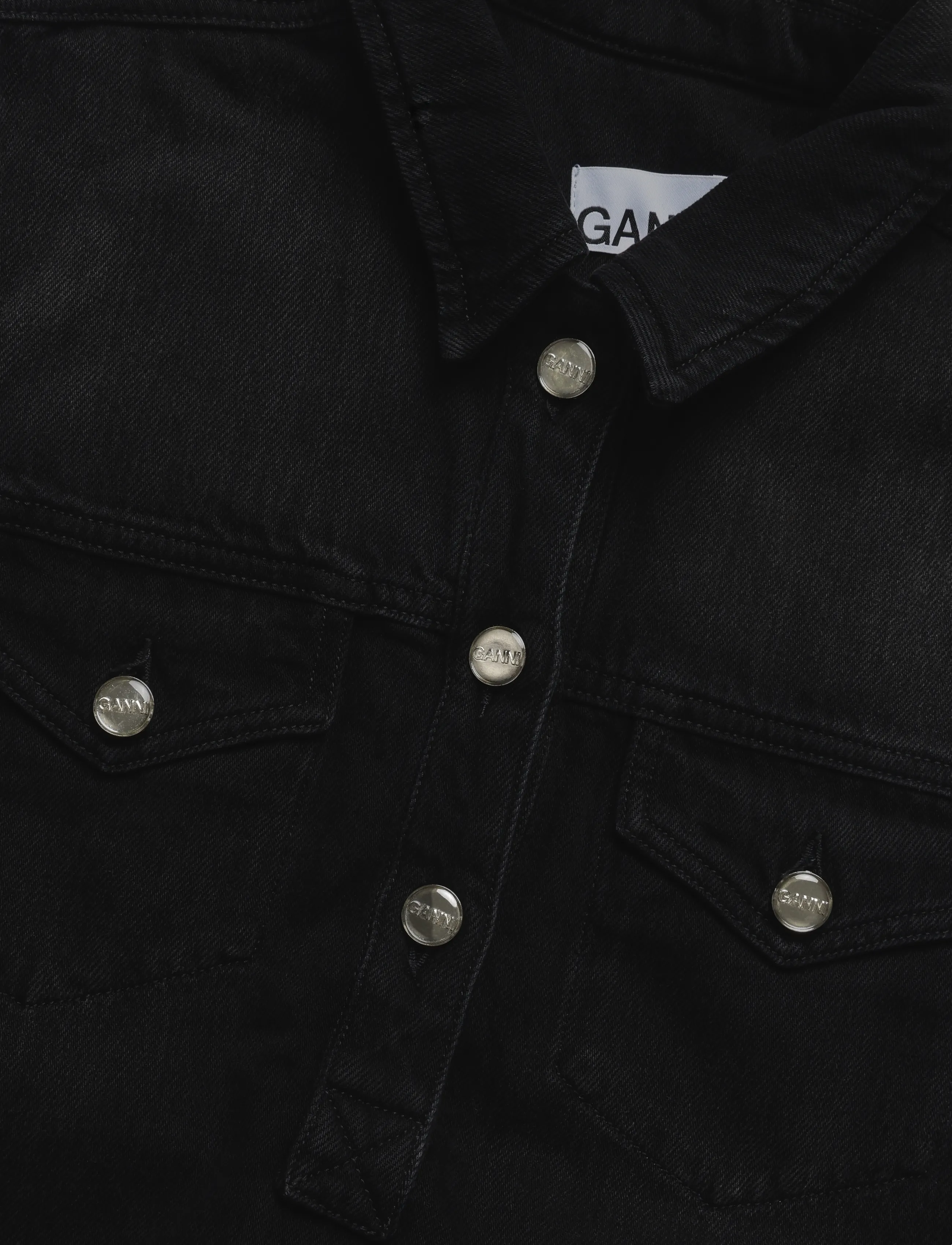 Ganni - Denim Mini Dress - hemdkleider - black - 2
