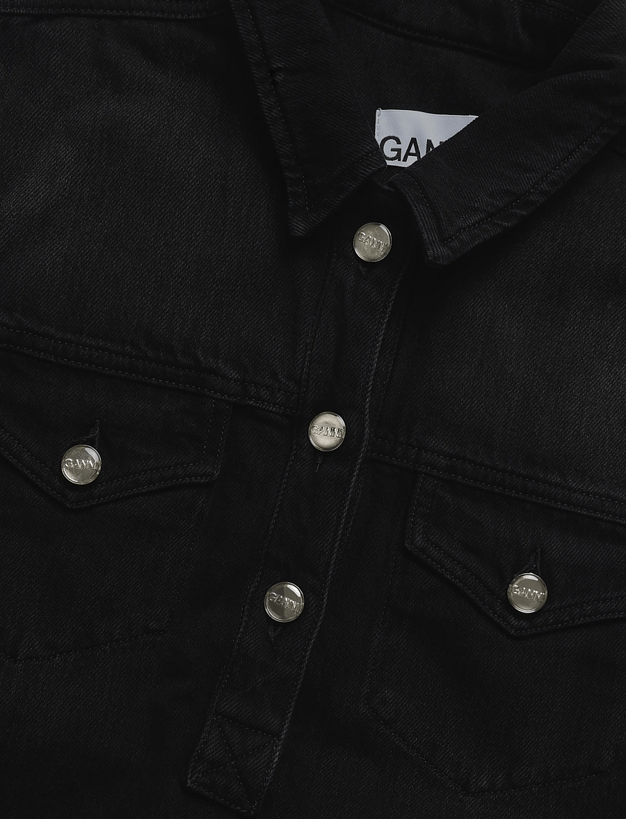 Ganni - Denim Mini Dress - hemdkleider - black - 2