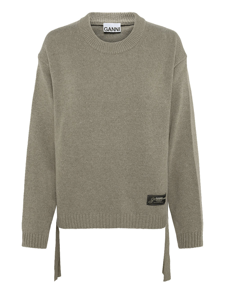 Ganni - Future Wool Mix Oversized O Neck Sweater - kampsunid - green - 0