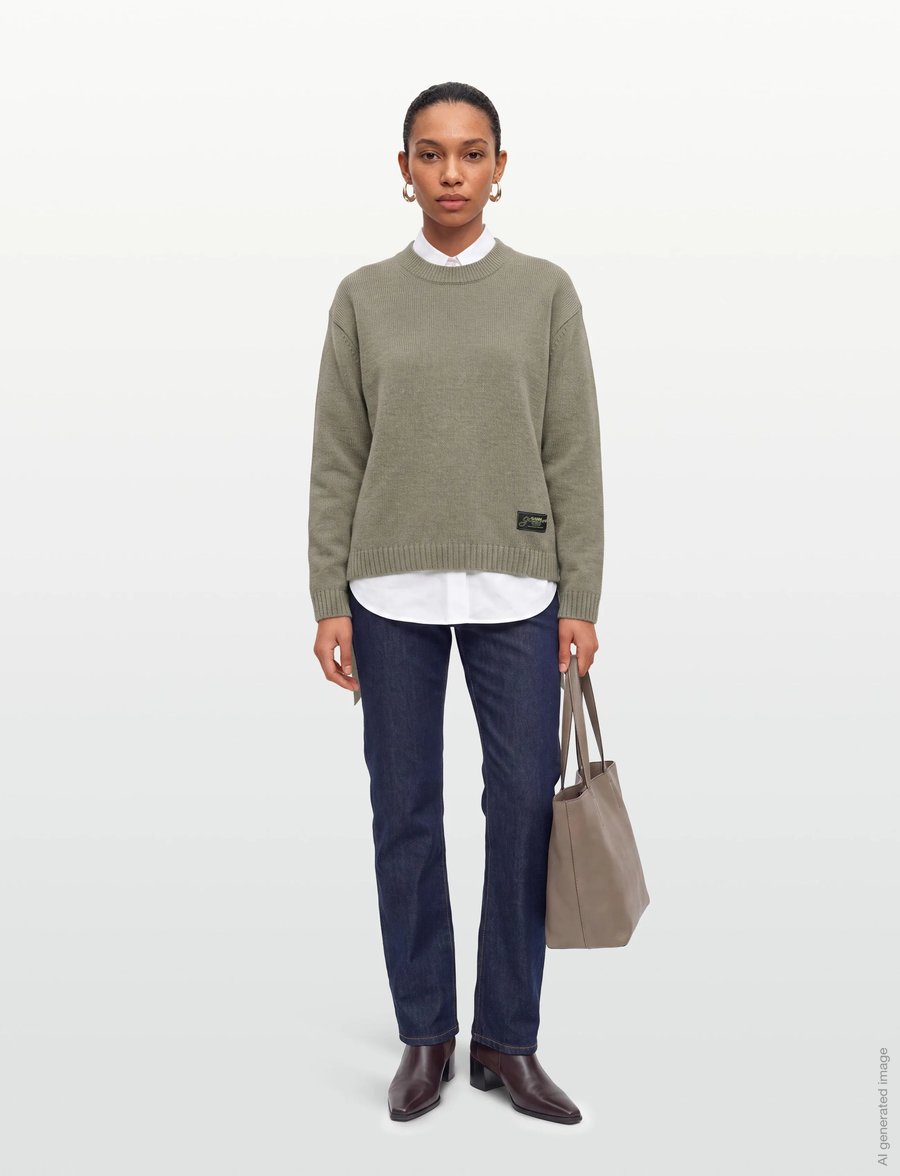 Ganni - Future Wool Mix Oversized O Neck Sweater - jumpers - green - 0