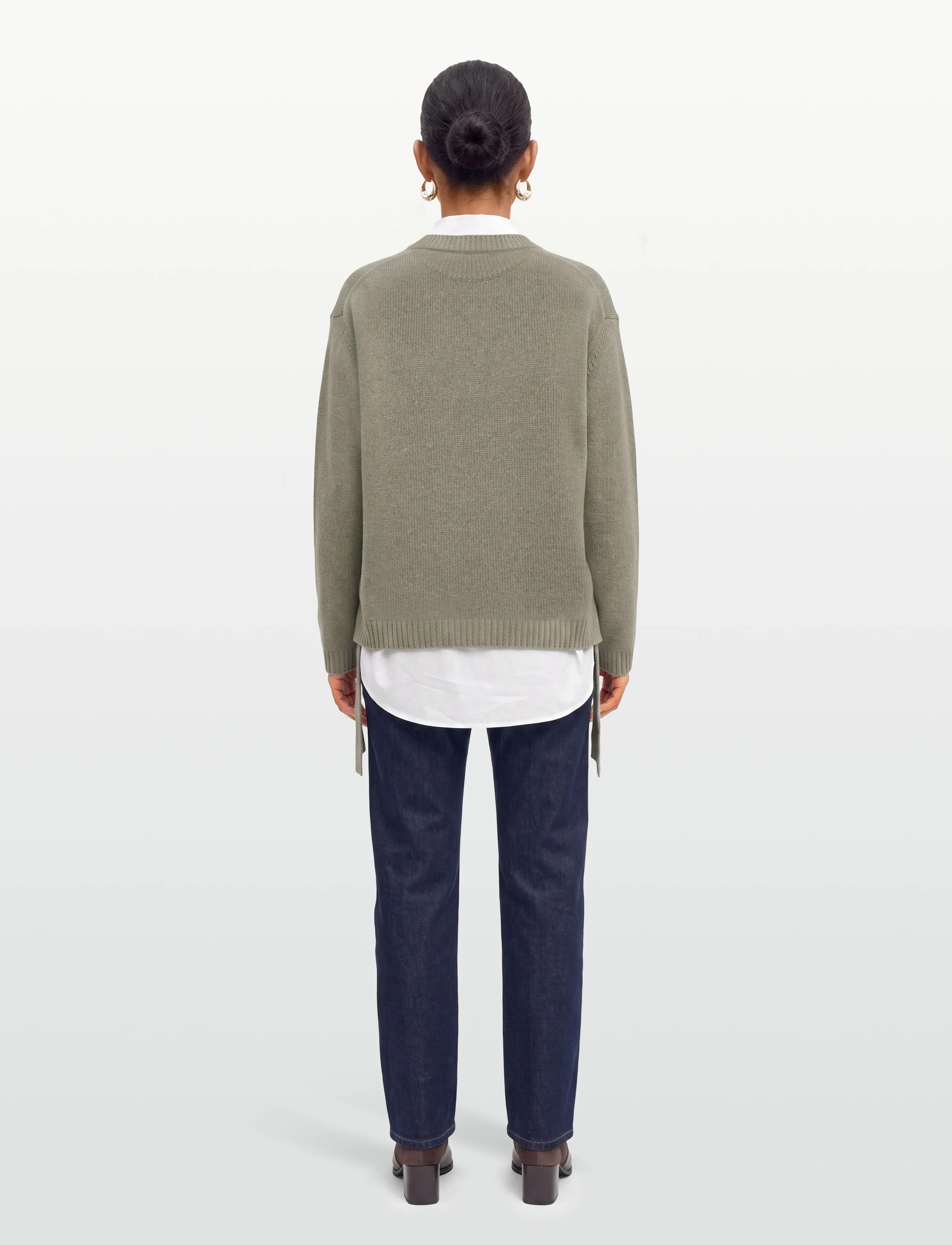 Ganni - Future Wool Mix Oversized O Neck Sweater - jumpers - green - 4