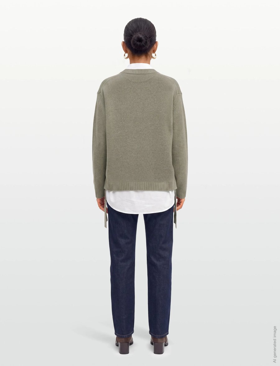 Ganni - Future Wool Mix Oversized O Neck Sweater - jumpers - green - 4