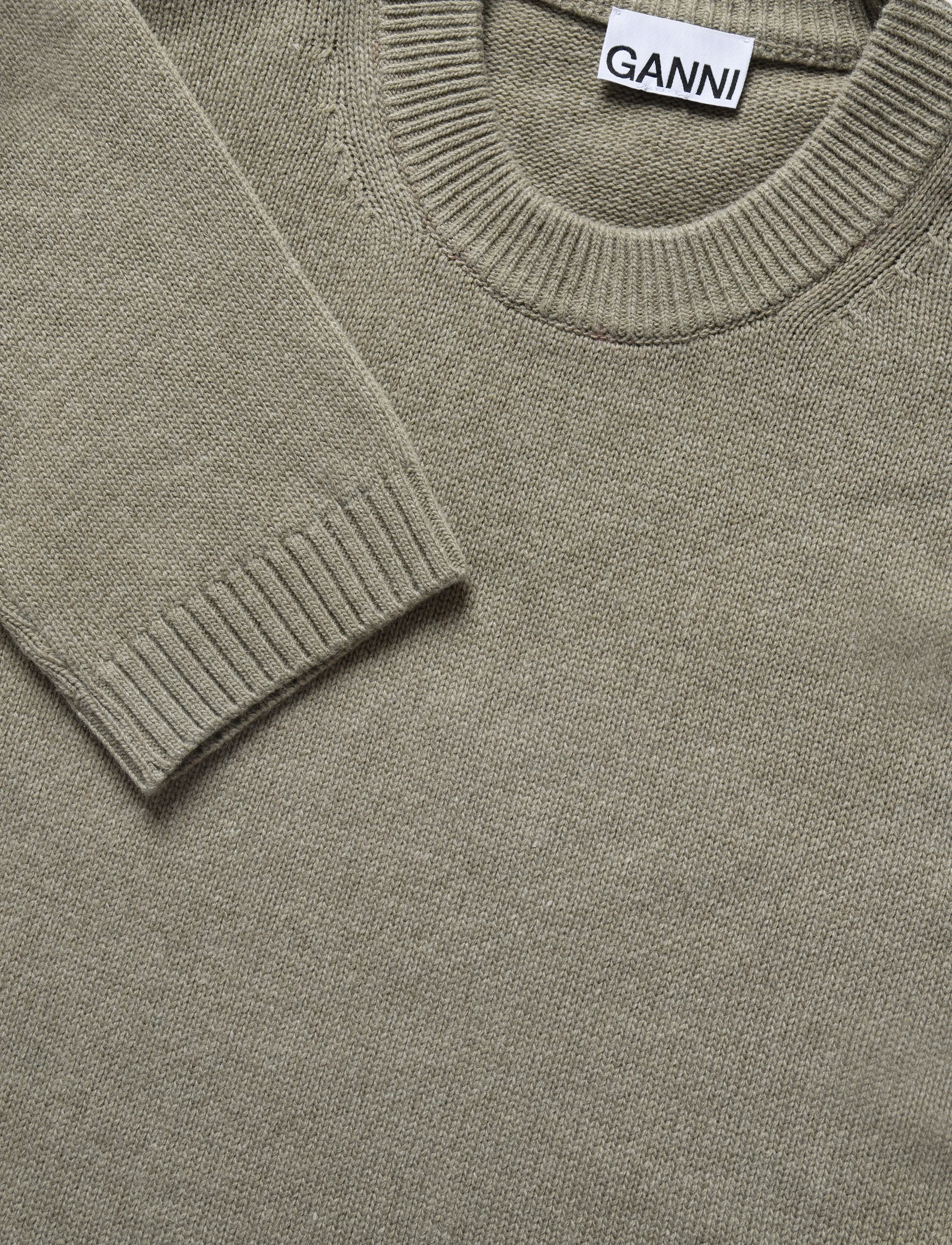 Ganni - Future Wool Mix Oversized O Neck Sweater - green - 2