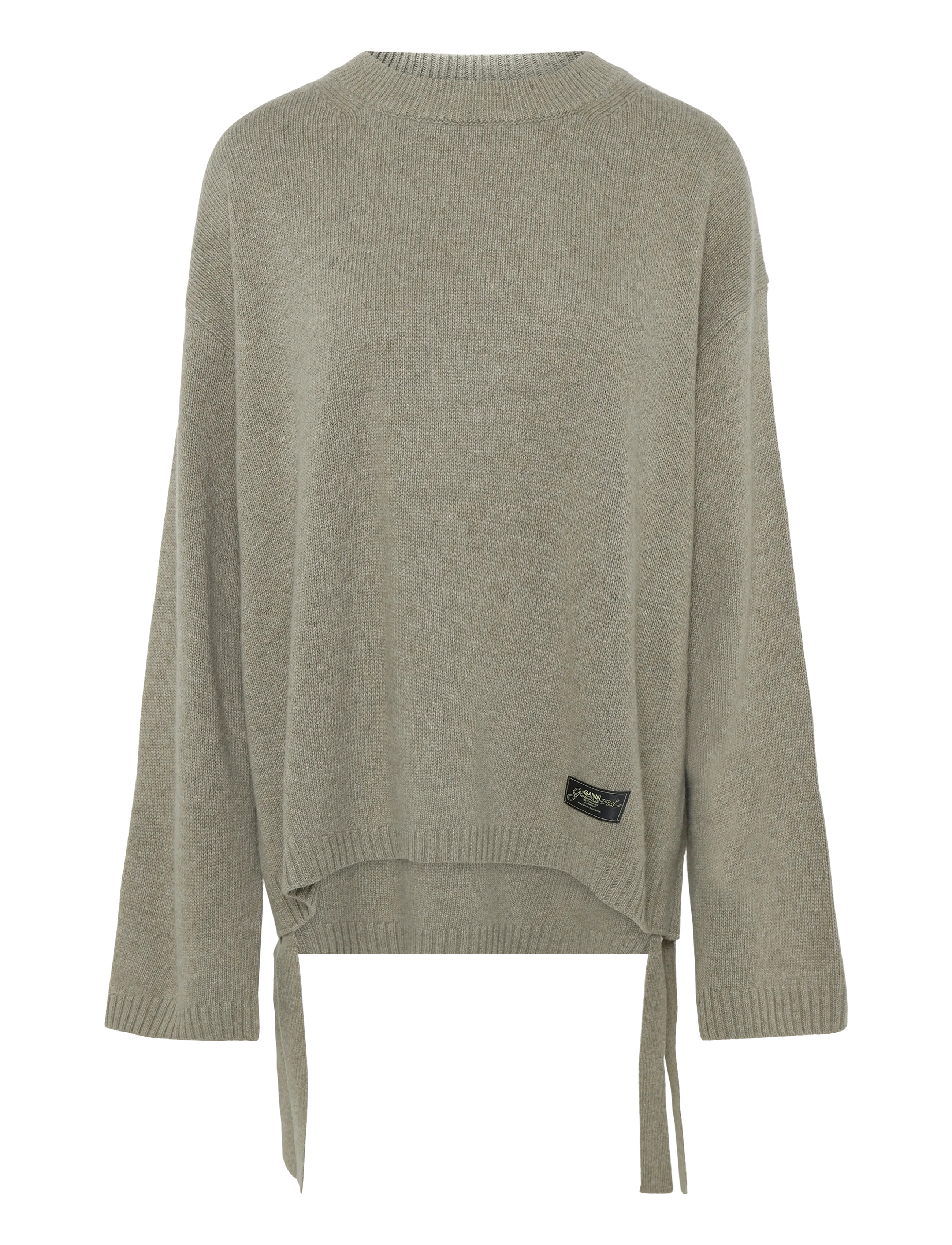Ganni Future Wool Mix Oversized O Neck Sweater - GANNI - BEIGE / beige