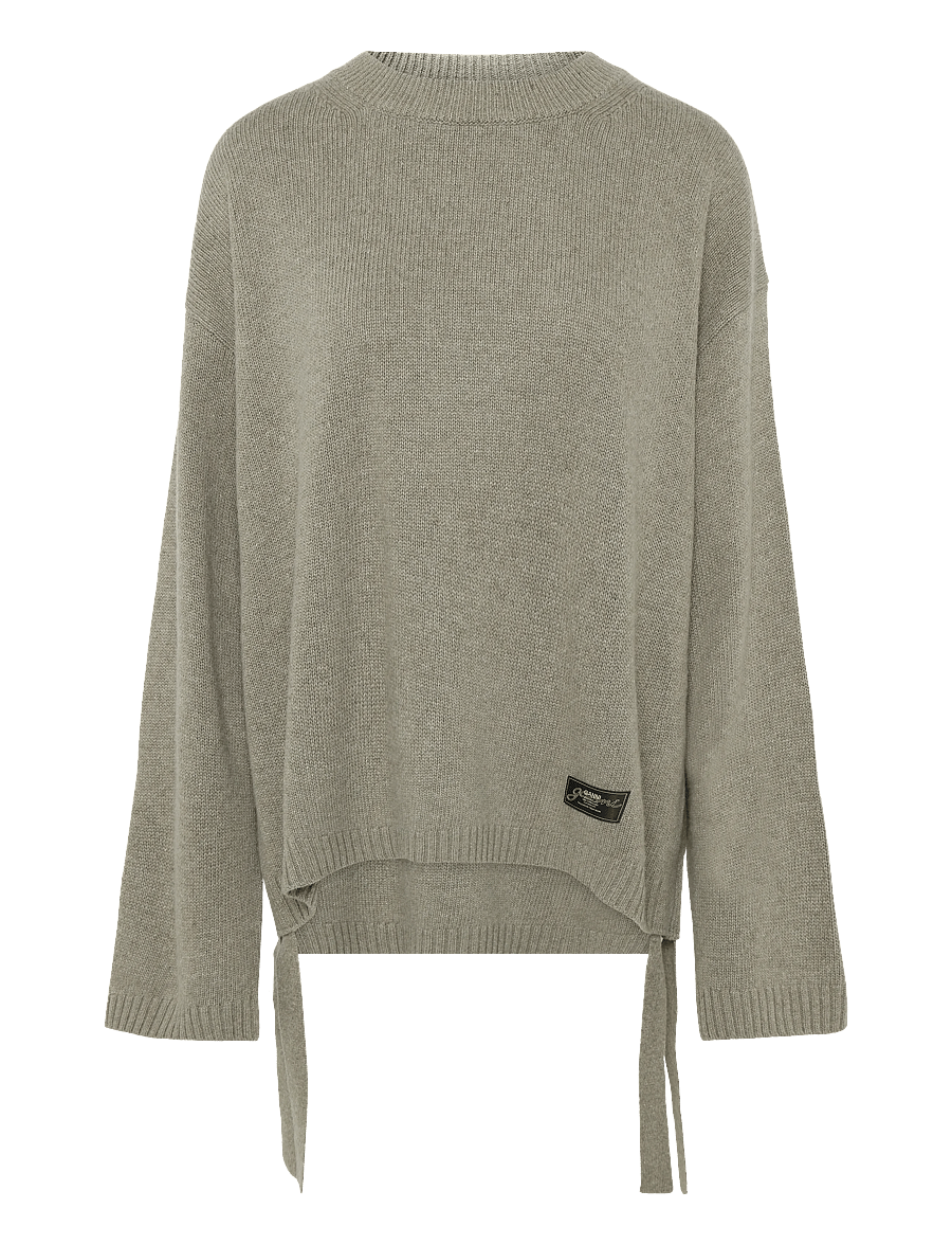 Ganni - Future Wool Mix Oversized O Neck Sweater - beige - 0