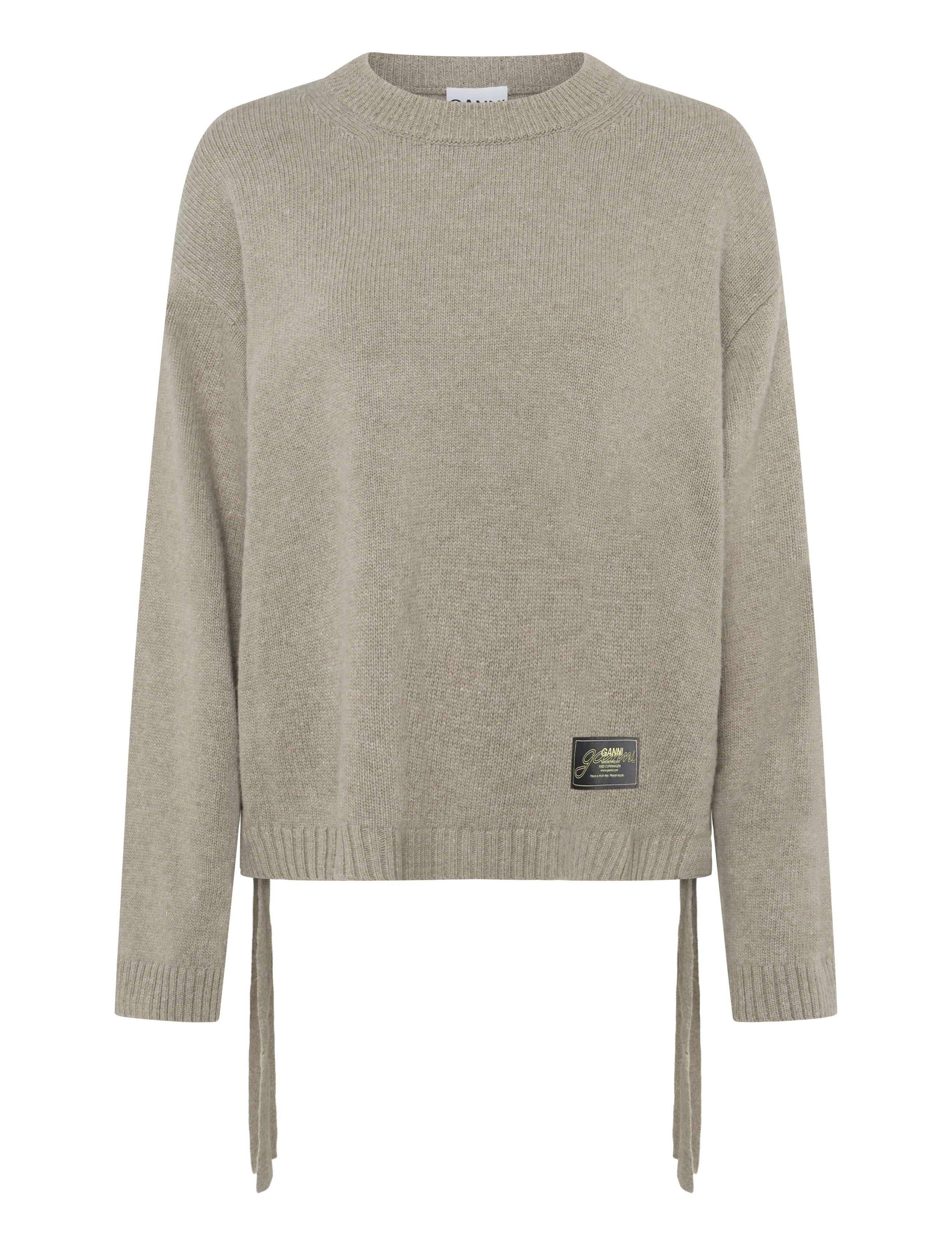 Ganni Future Wool Mix Oversized O Neck Sweater - Megztiniai - GREEN / beige