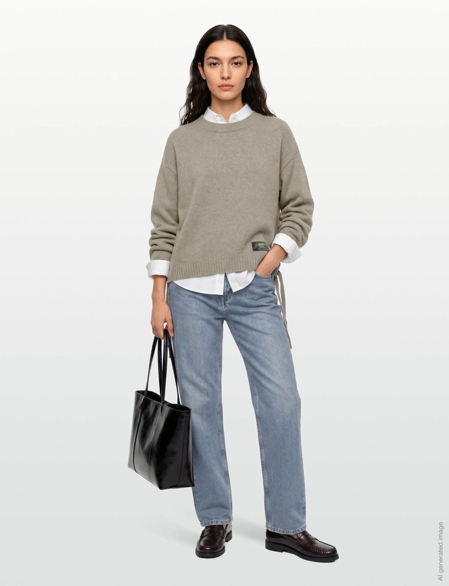 Ganni - Future Wool Mix Oversized O Neck Sweater - stickade tröjor - green - 0