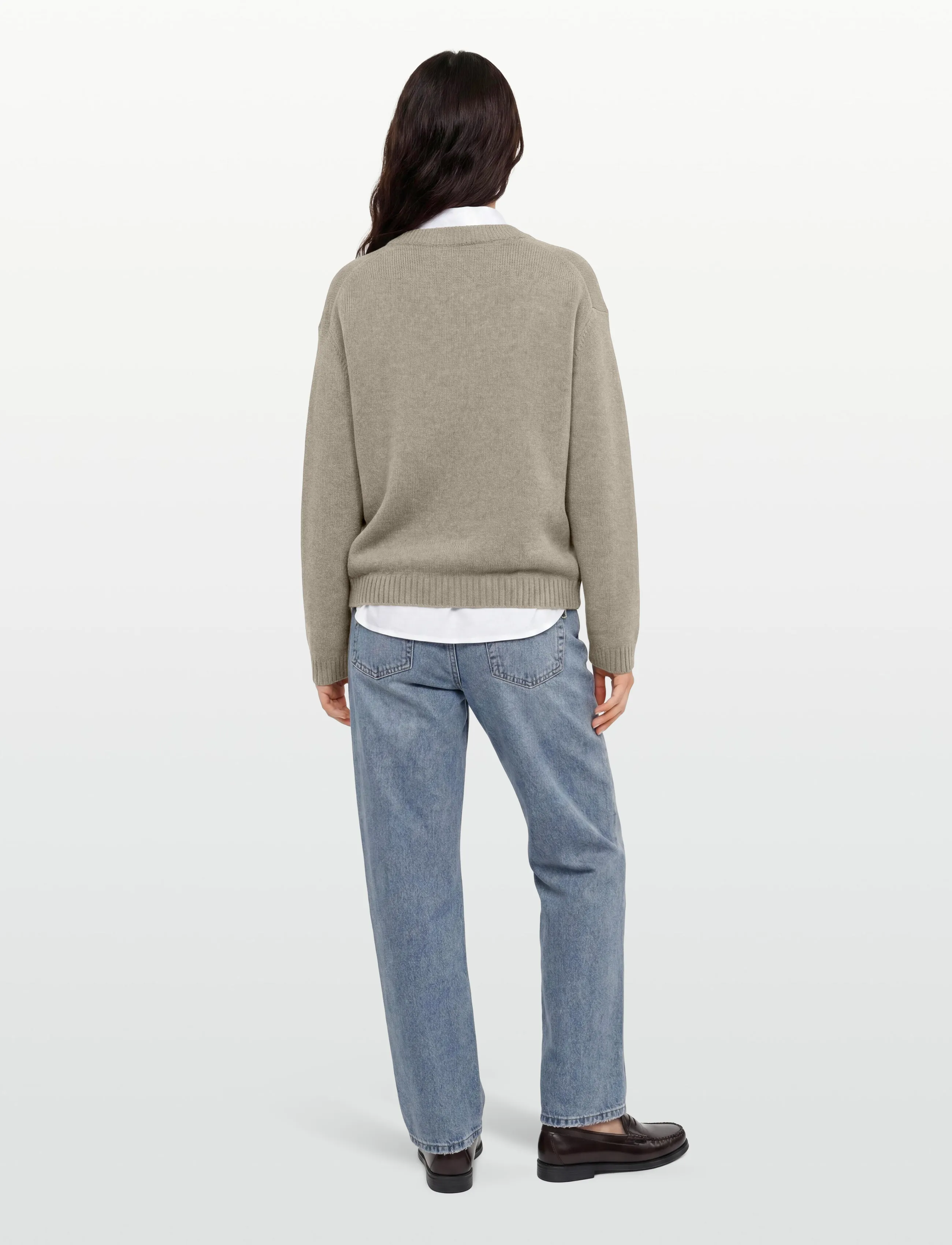 Ganni - Future Wool Mix Oversized O Neck Sweater - stickade tröjor - green - 4