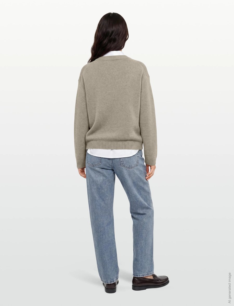 Ganni - Future Wool Mix Oversized O Neck Sweater - stickade tröjor - green - 4