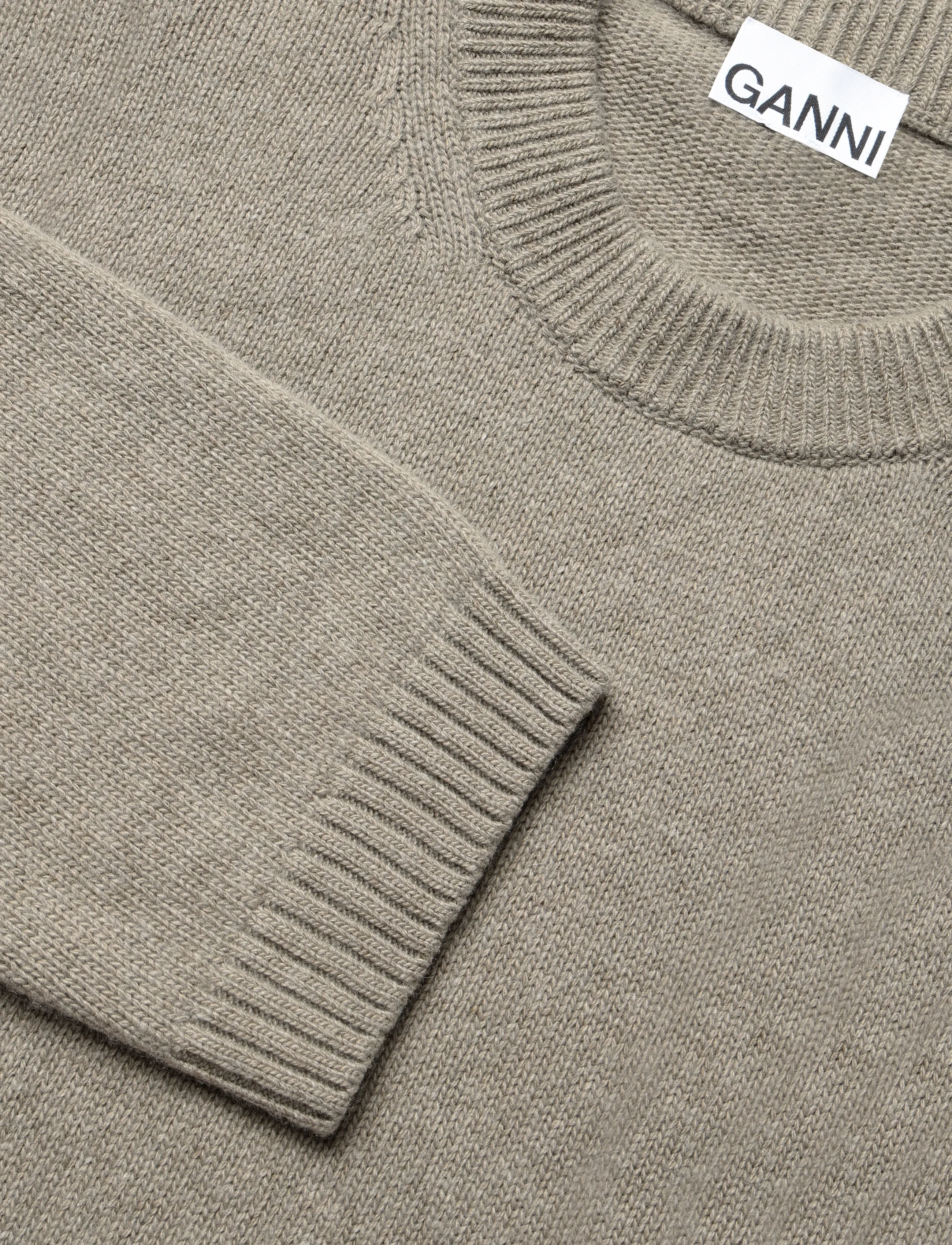 Ganni - Future Wool Mix Oversized O Neck Sweater - green - 2