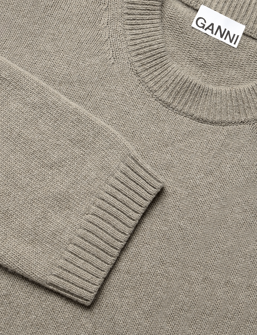 Ganni - Future Wool Mix Oversized O Neck Sweater - pullover - green - 2