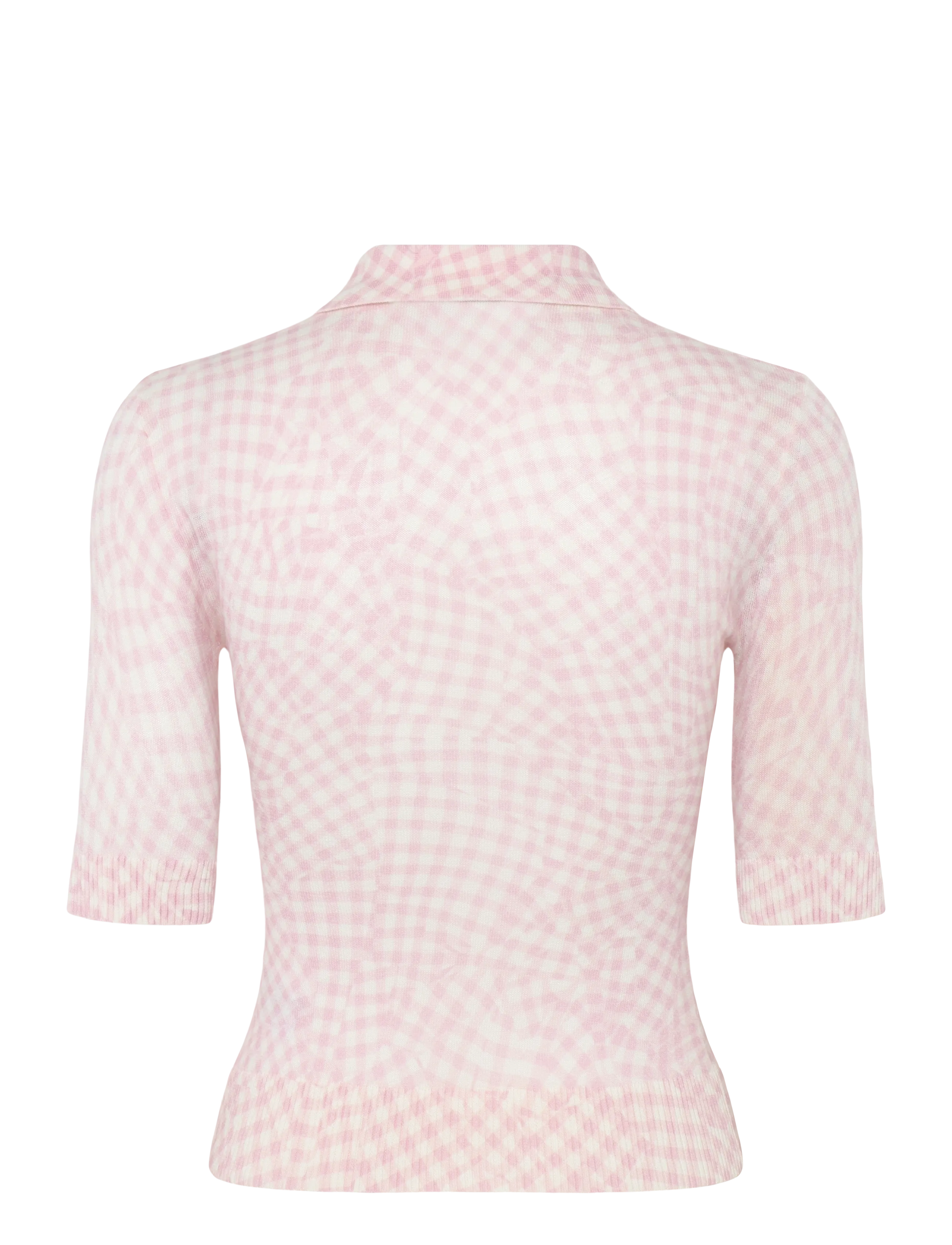 Ganni - Sheer Cotton Printed Polo - pink - 1