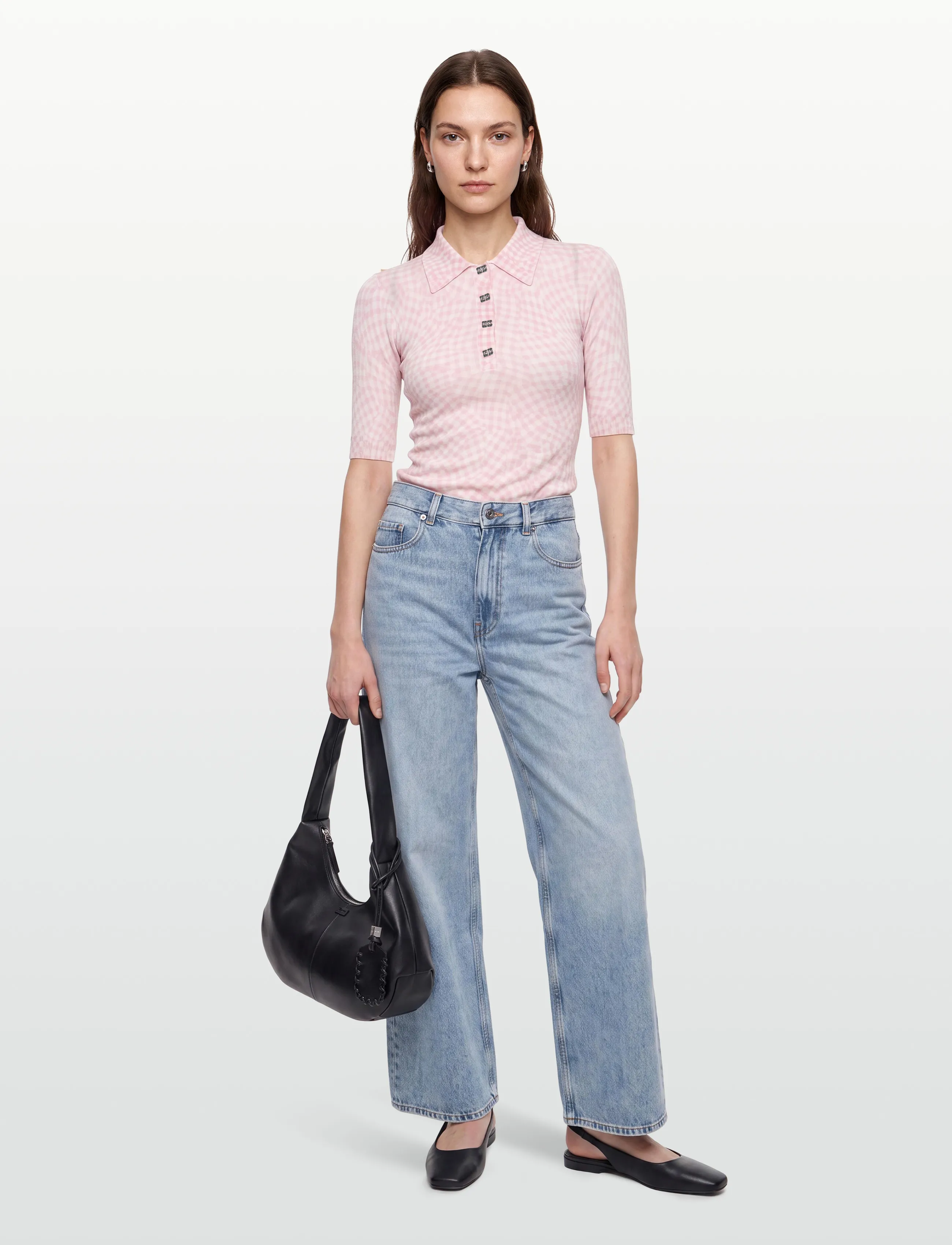 Ganni Sheer Cotton Printed Polo, XS, T-shirts & Oberteile, Rosa - Short-sleeved, Frauen