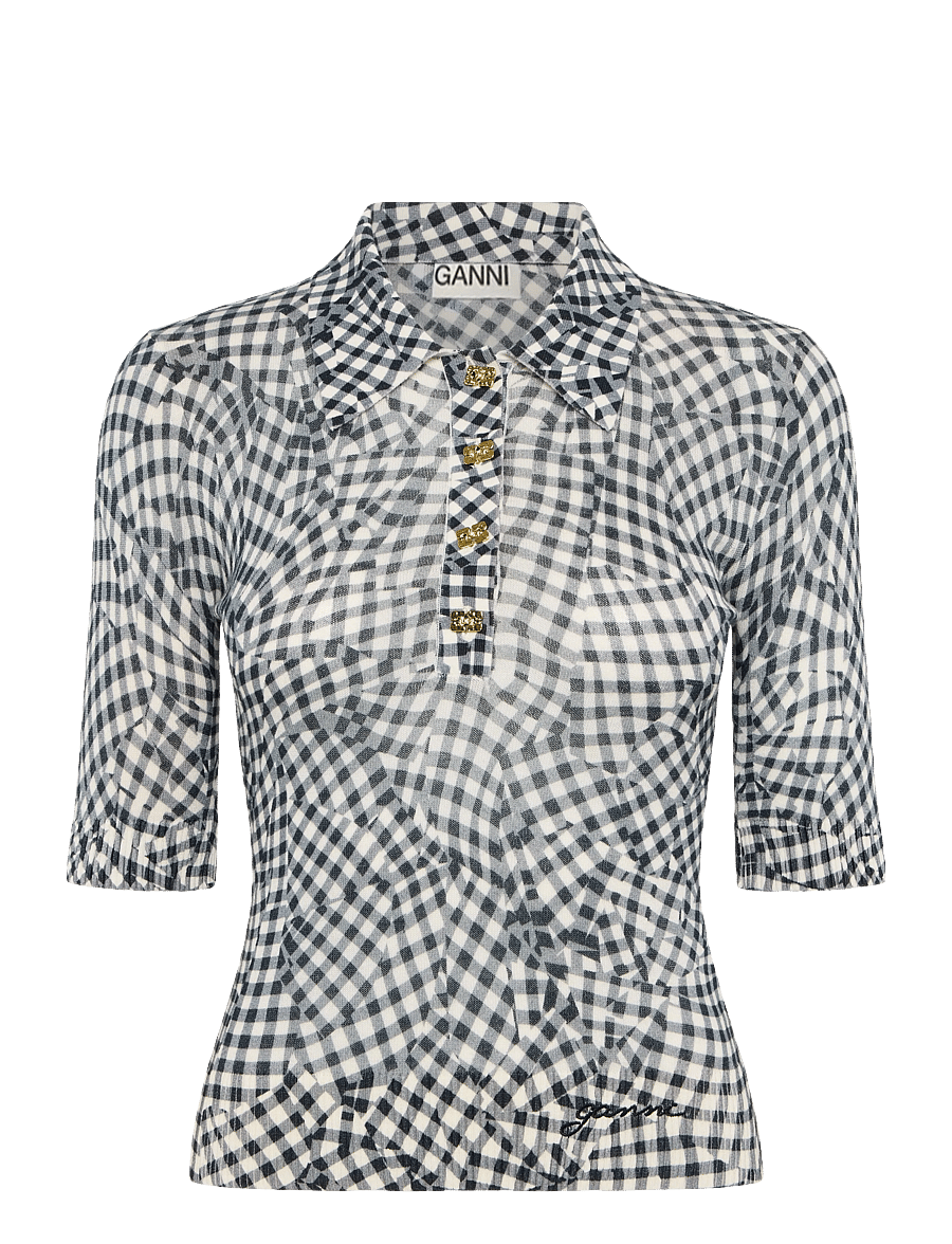 Ganni - Mesh Top - poloshirts - black - 0