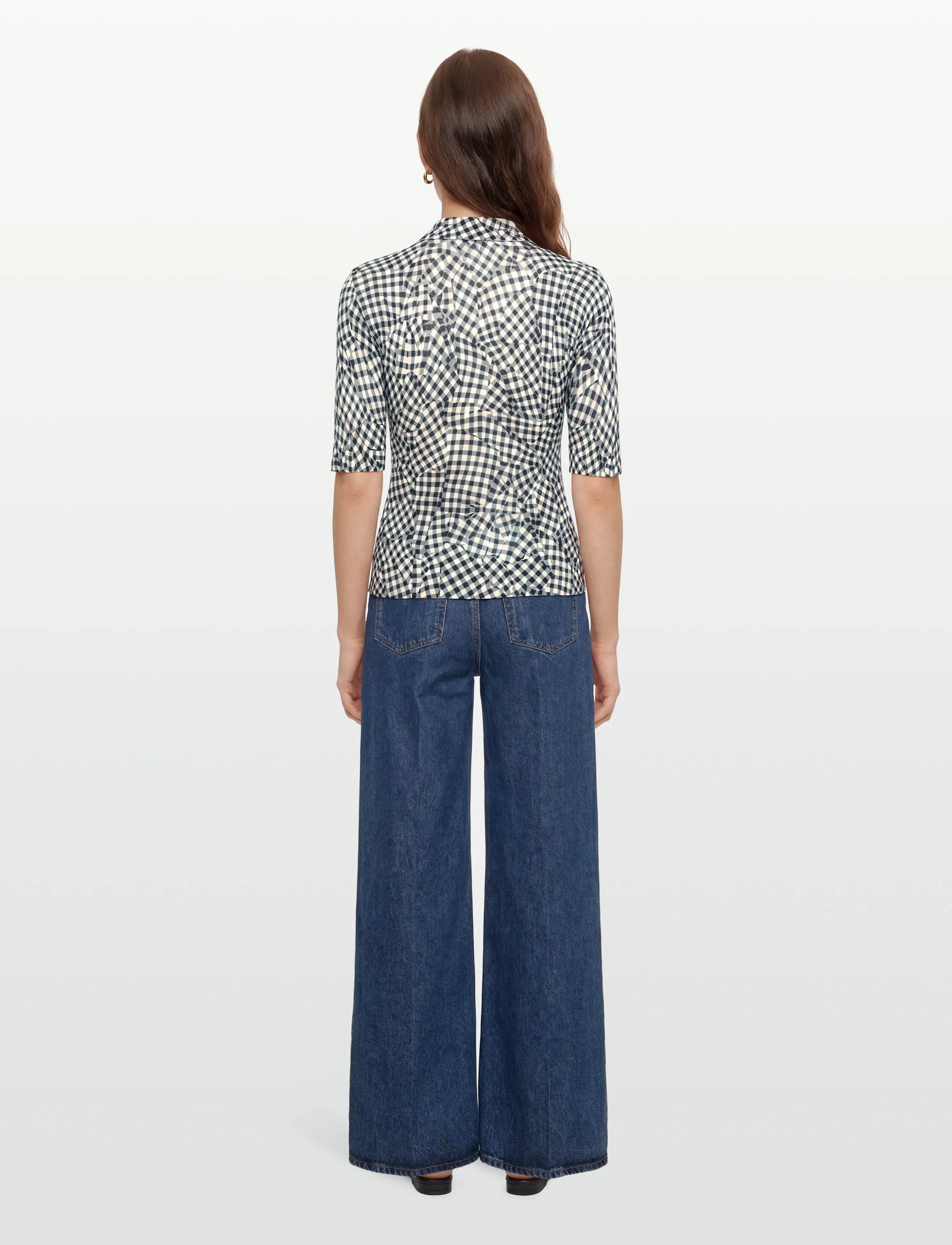 Ganni - Sheer Cotton Printed Polo Top - black - 4