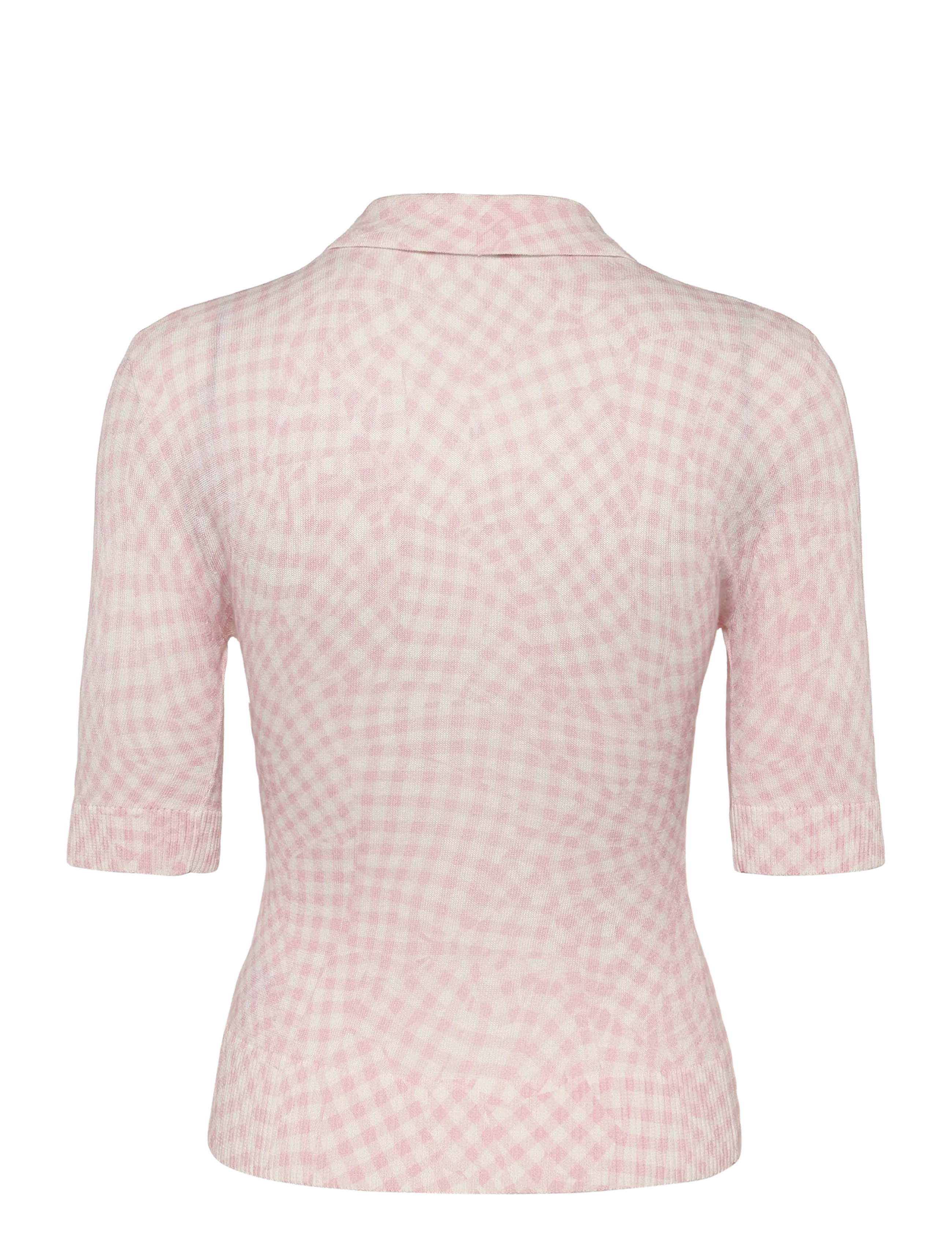 Ganni - Sheer Cotton Printed Polo - pink - 1