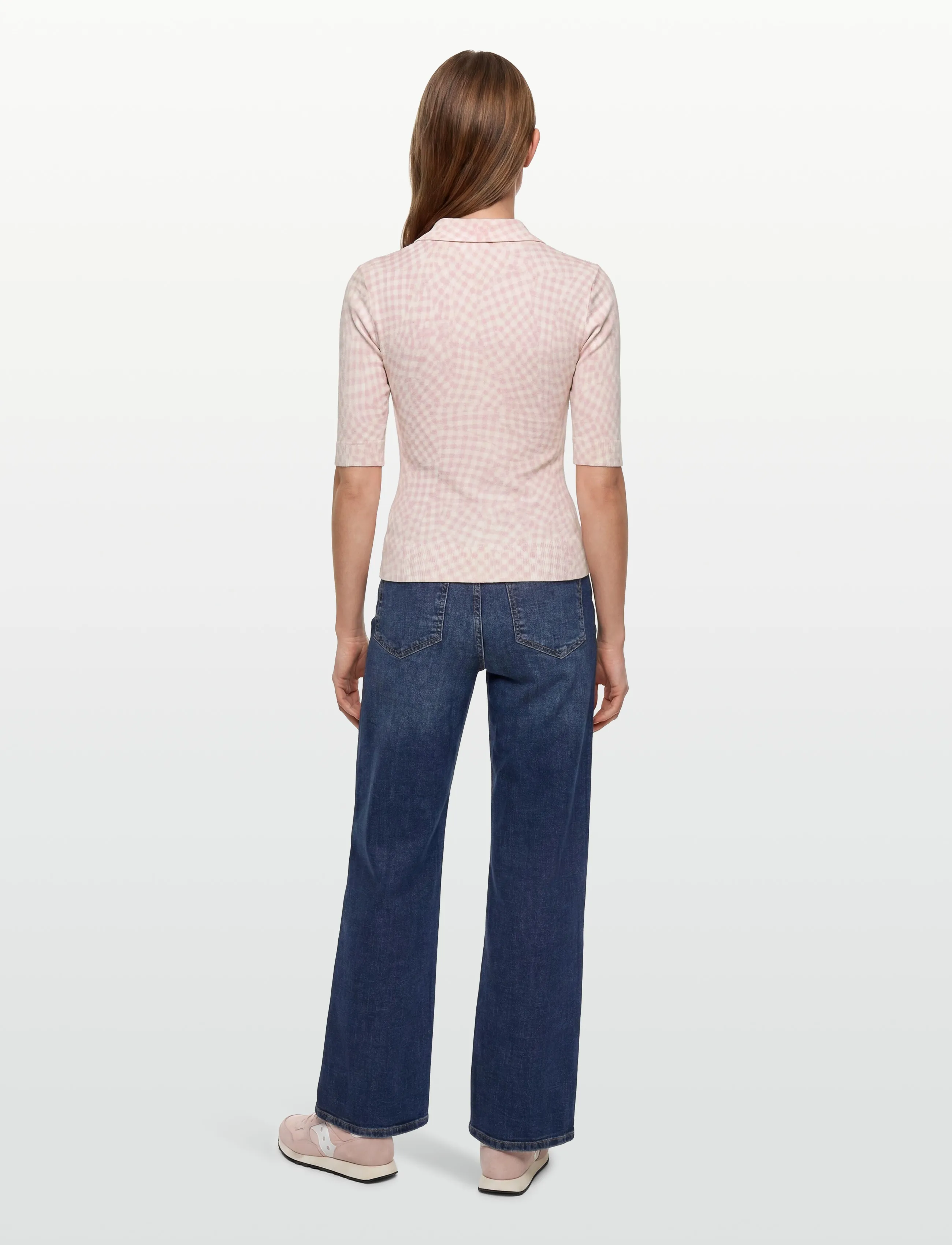 Ganni - Sheer Cotton Printed Polo - pullover - pink - 4