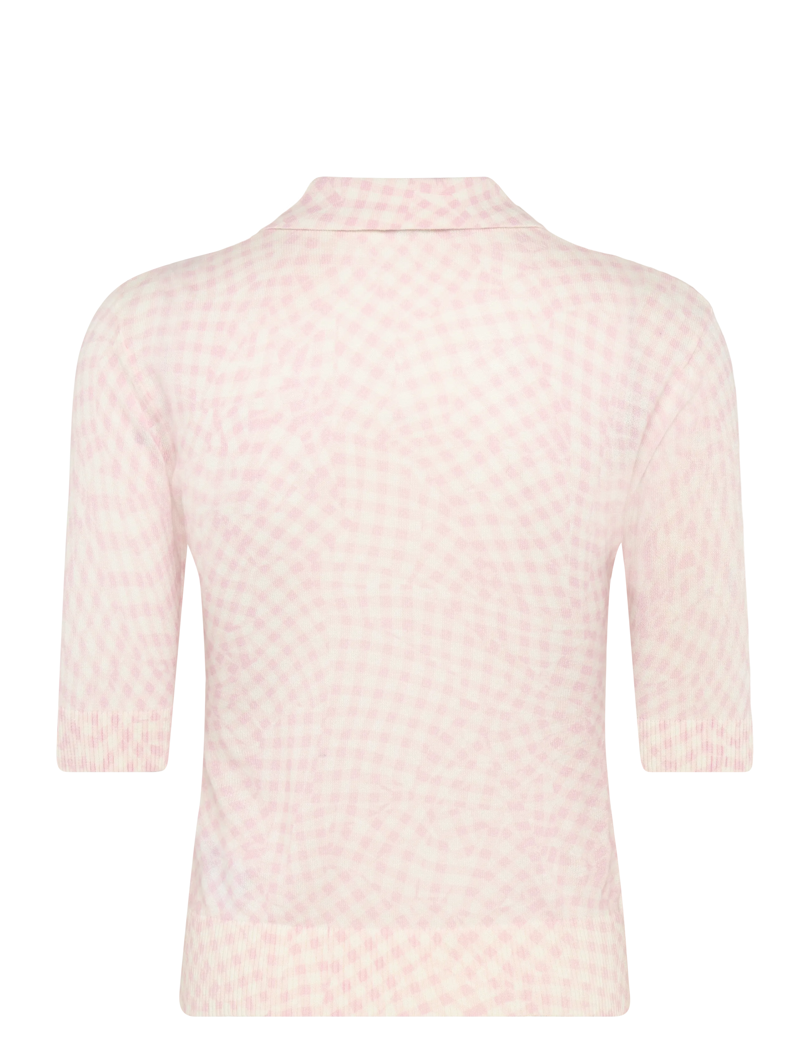 Ganni - Sheer Cotton Printed Polo - pink - 1