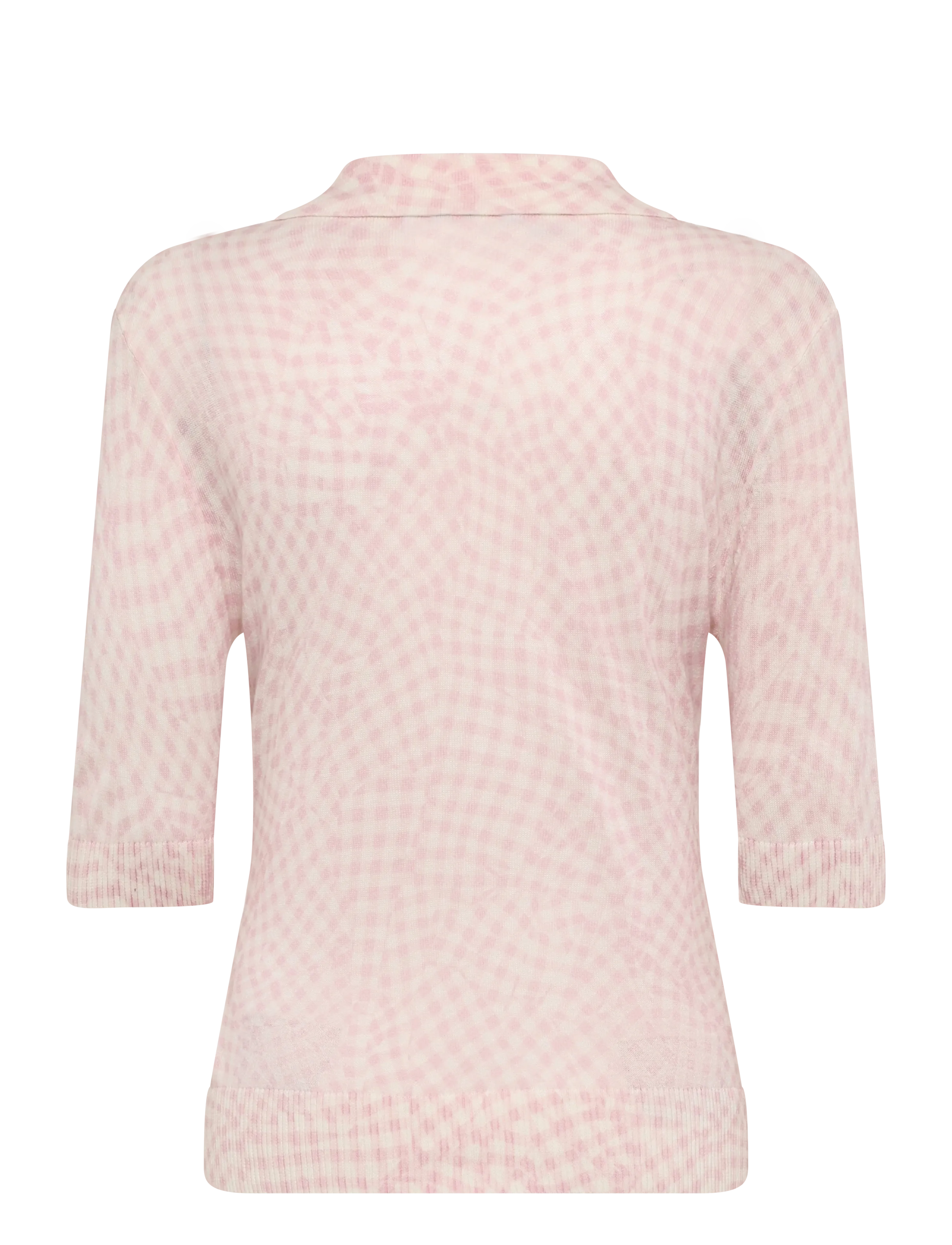 Ganni - Sheer Cotton Printed Polo - stickade tröjor - pink - 1