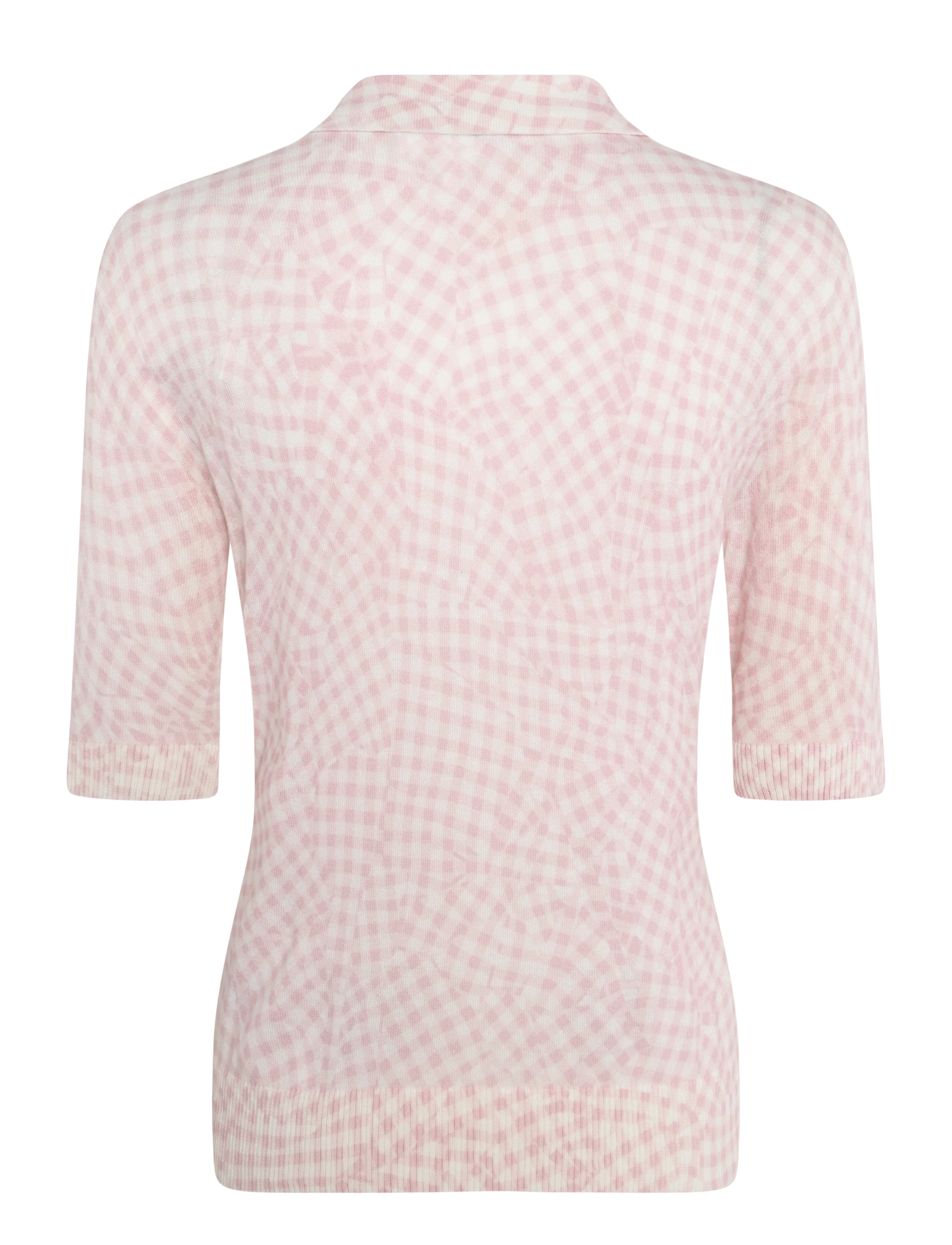 Ganni - Sheer Cotton Printed Polo - pink - 1