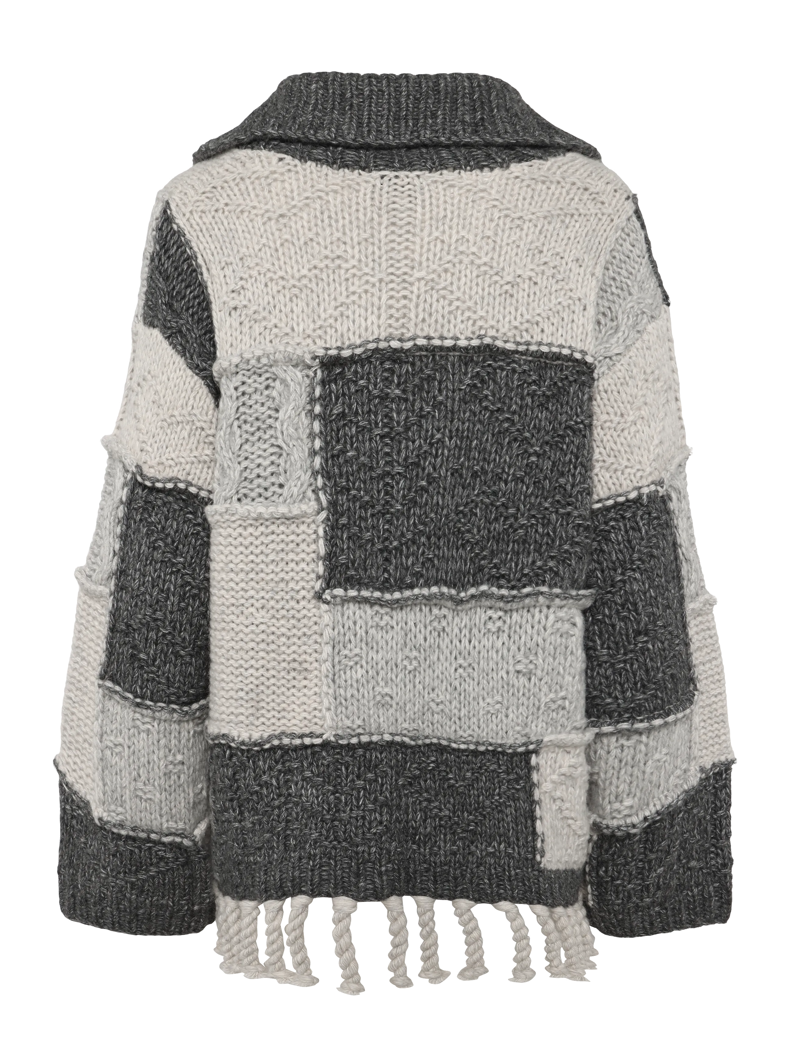 Ganni - Patchwork Fringe Sweater - striktrøjer - multicolored - 2