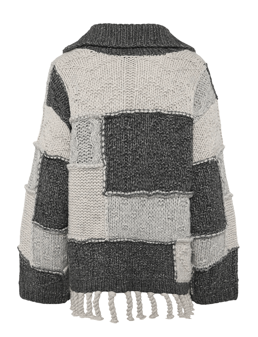 Ganni - Patchwork Fringe Sweater - striktrøjer - multicolored - 2