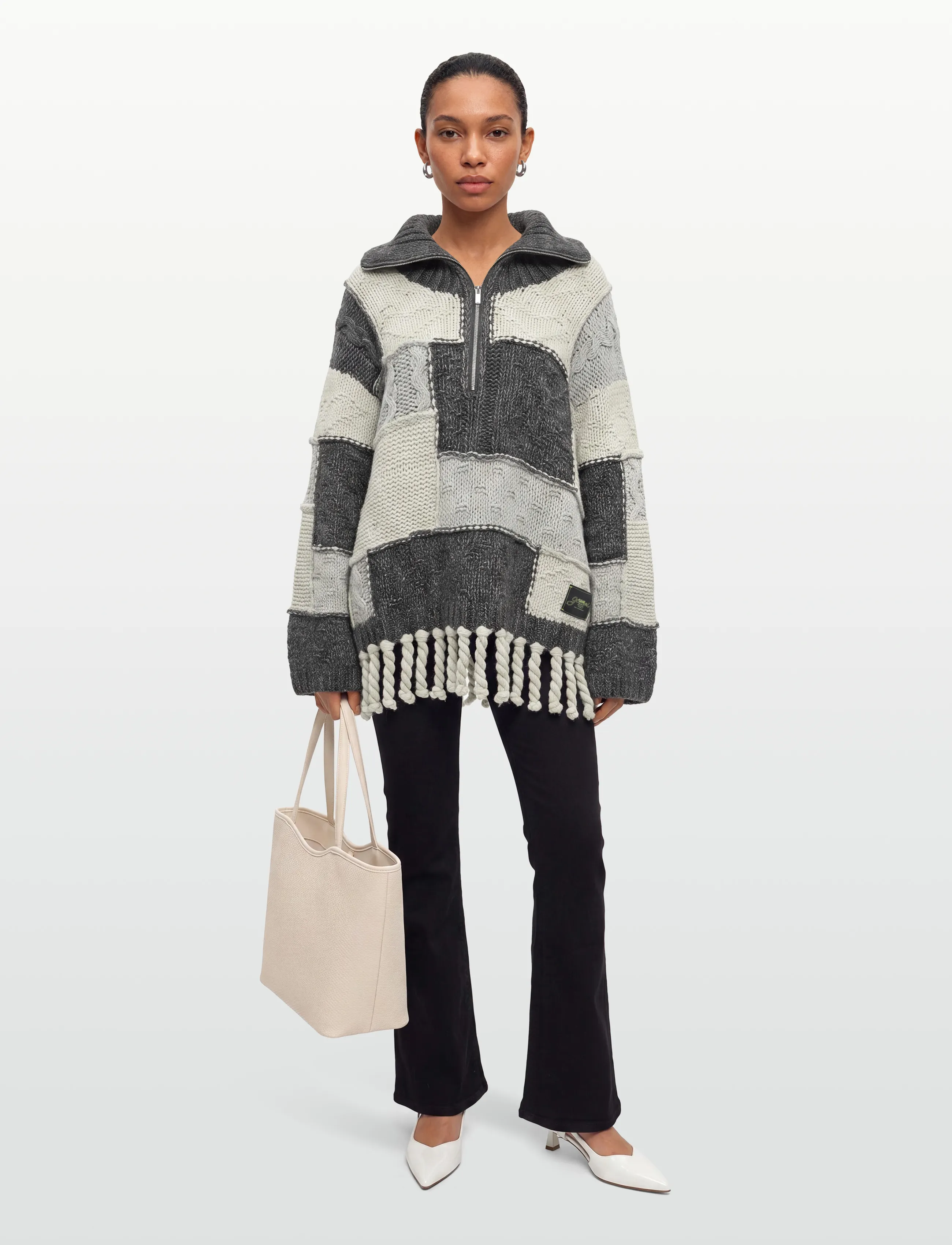 Ganni Patchwork Fringe Sweater - GANNI - MULTICOLORED / multi