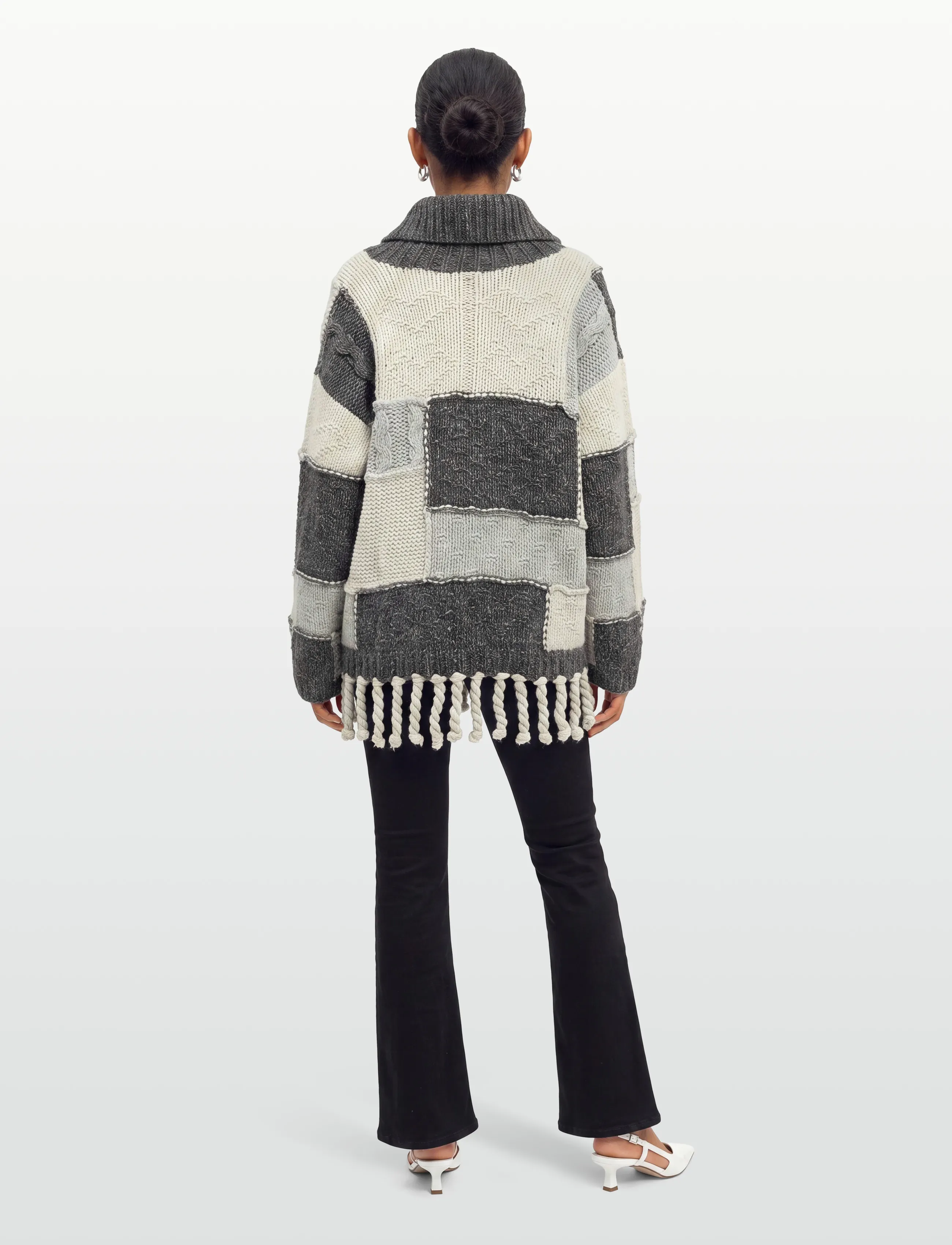 Ganni - Patchwork Fringe Sweater - striktrøjer - multicolored - 4