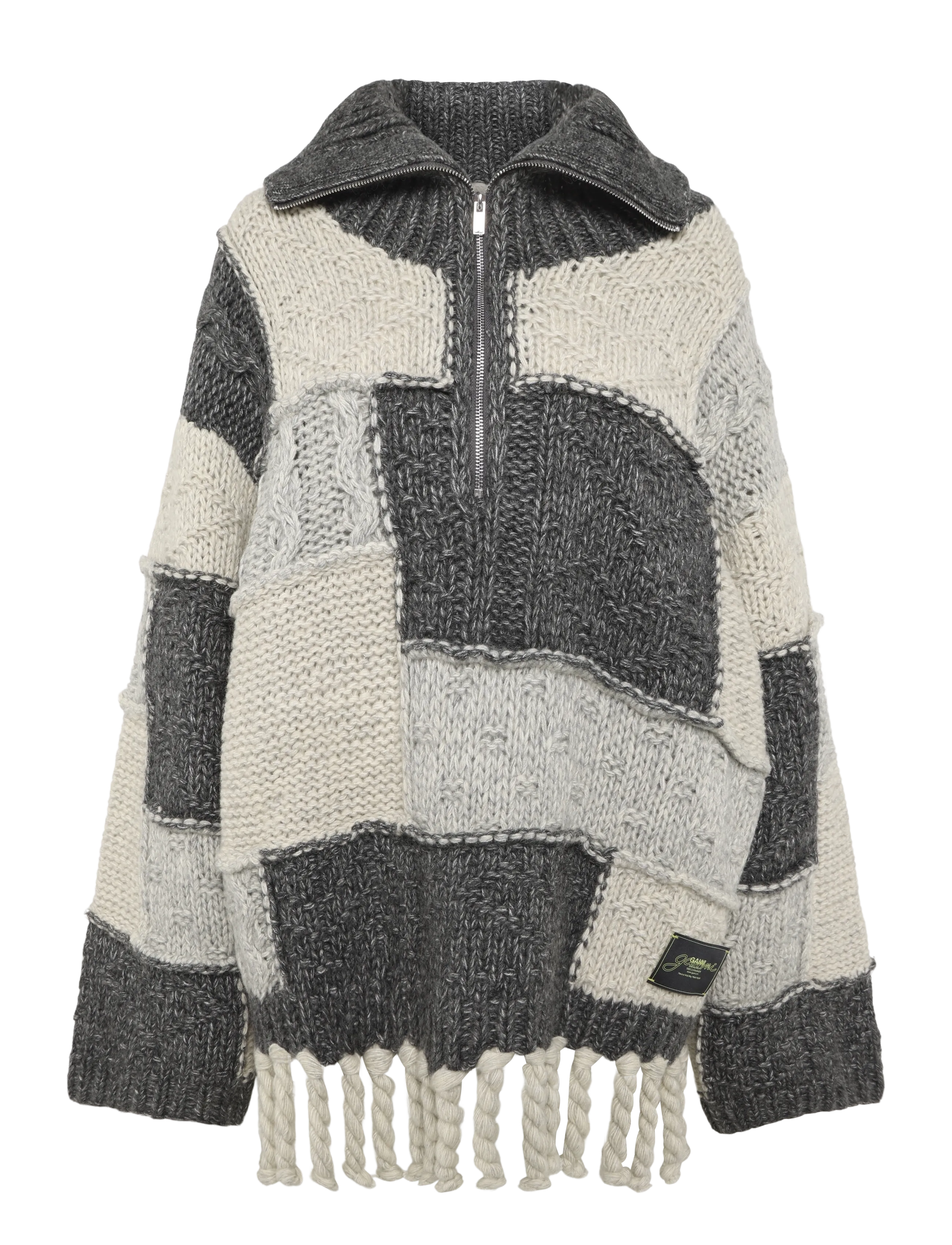 Ganni Patchwork Fringe Sweater - Strickmode - MULTICOLORED / multi