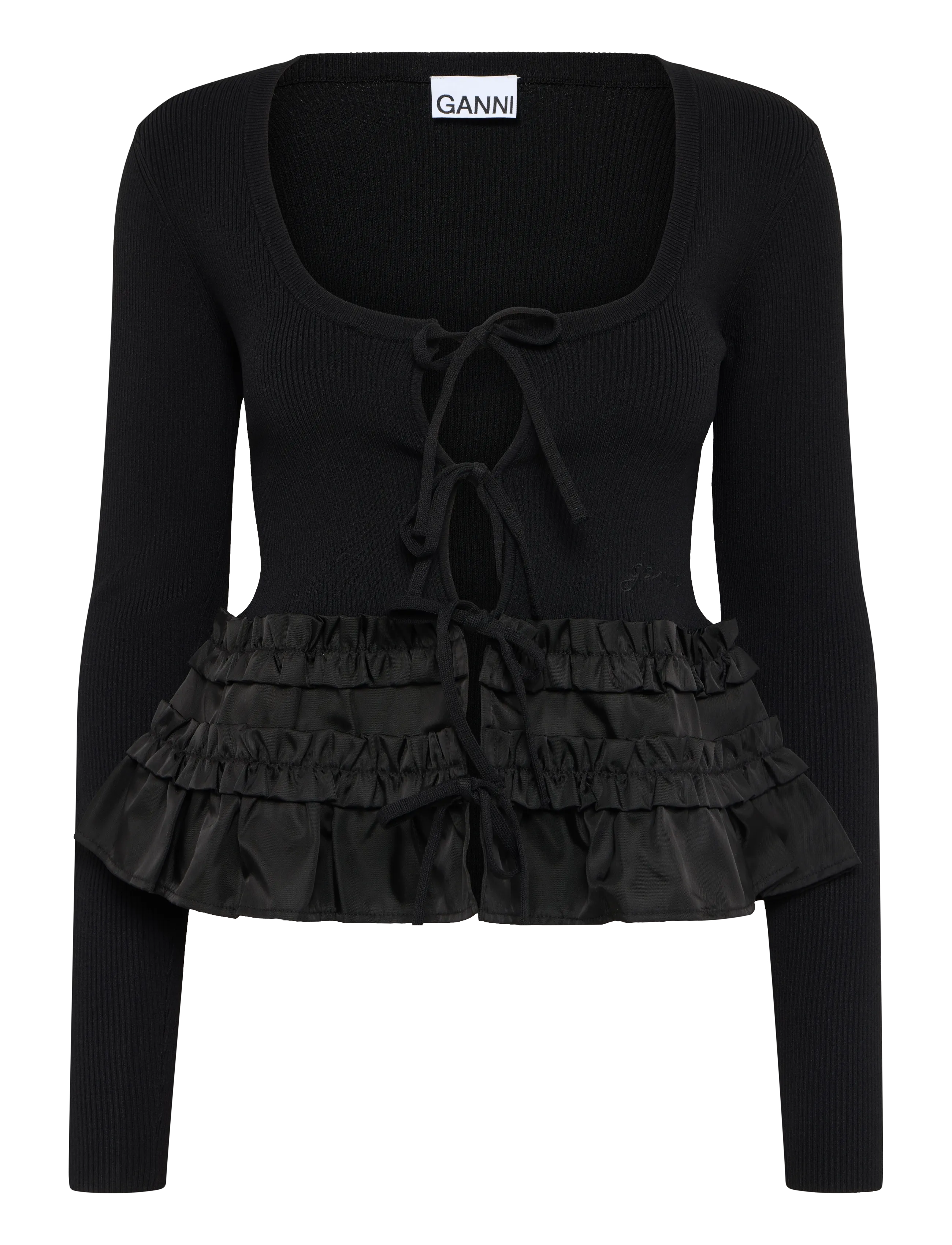 Ganni Tie String Vest - Kleidung - BLACK / black