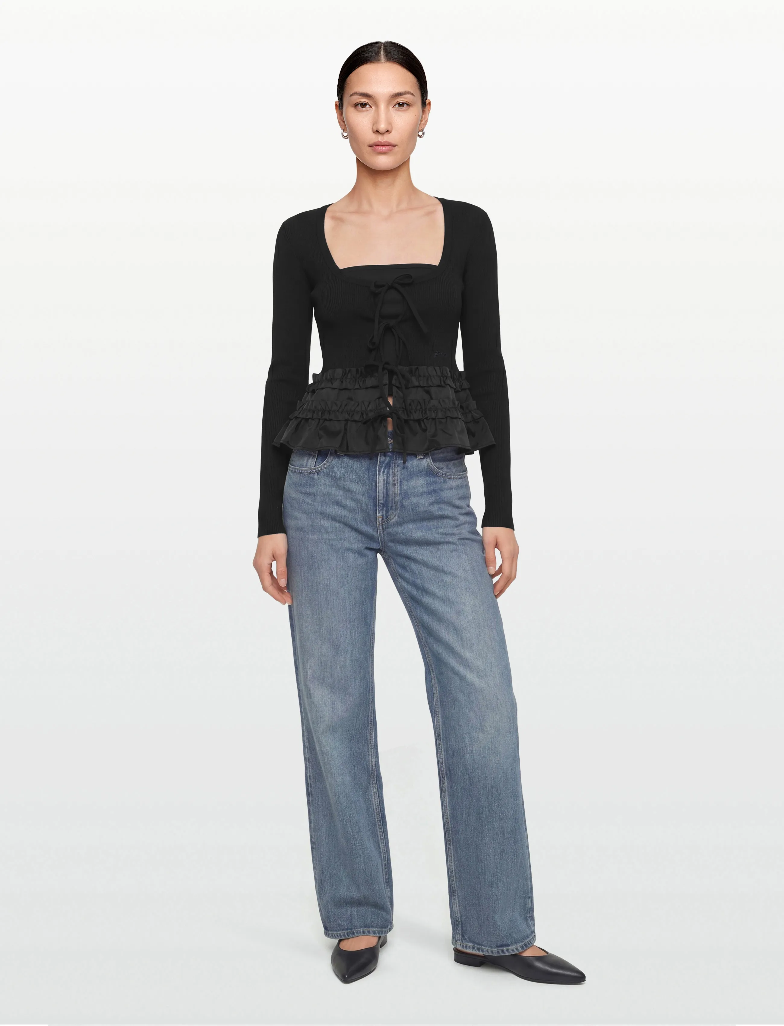 Ganni Tie String Vest, XS, Knitwear, Schwarz - Jumpers, Frauen