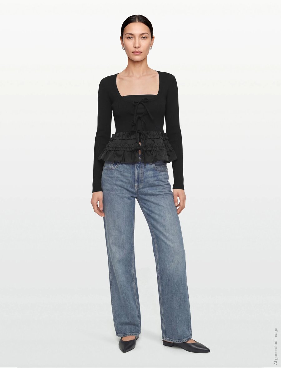 Ganni - Tie String Vest - crop tops - black - 0