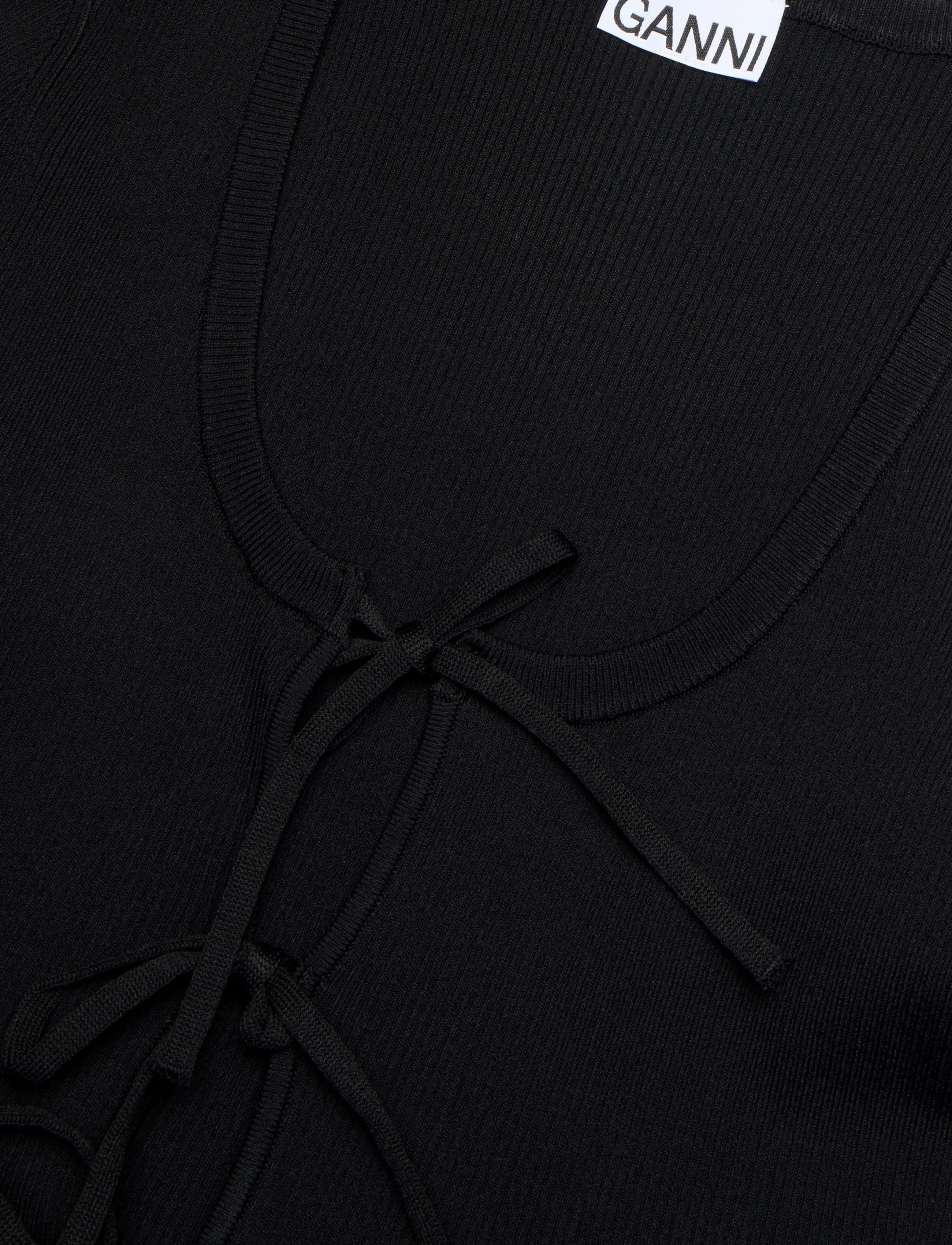 Ganni - Tie String Vest - crop tops - black - 2