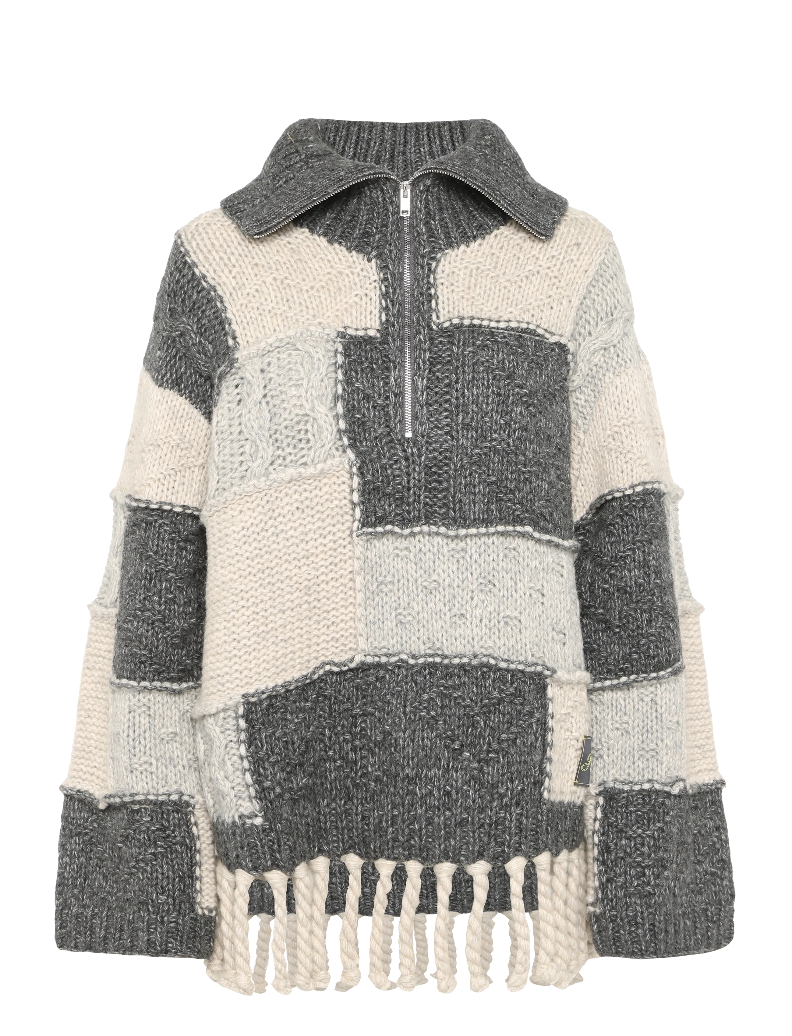 Ganni Patchwork Fringe Sweater - Megztiniai - MULTICOLORED / multi