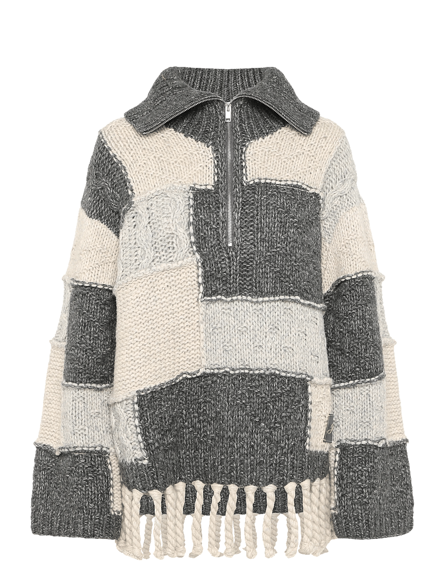 Ganni - Patchwork Fringe Sweater - kampsunid - multicolored - 0