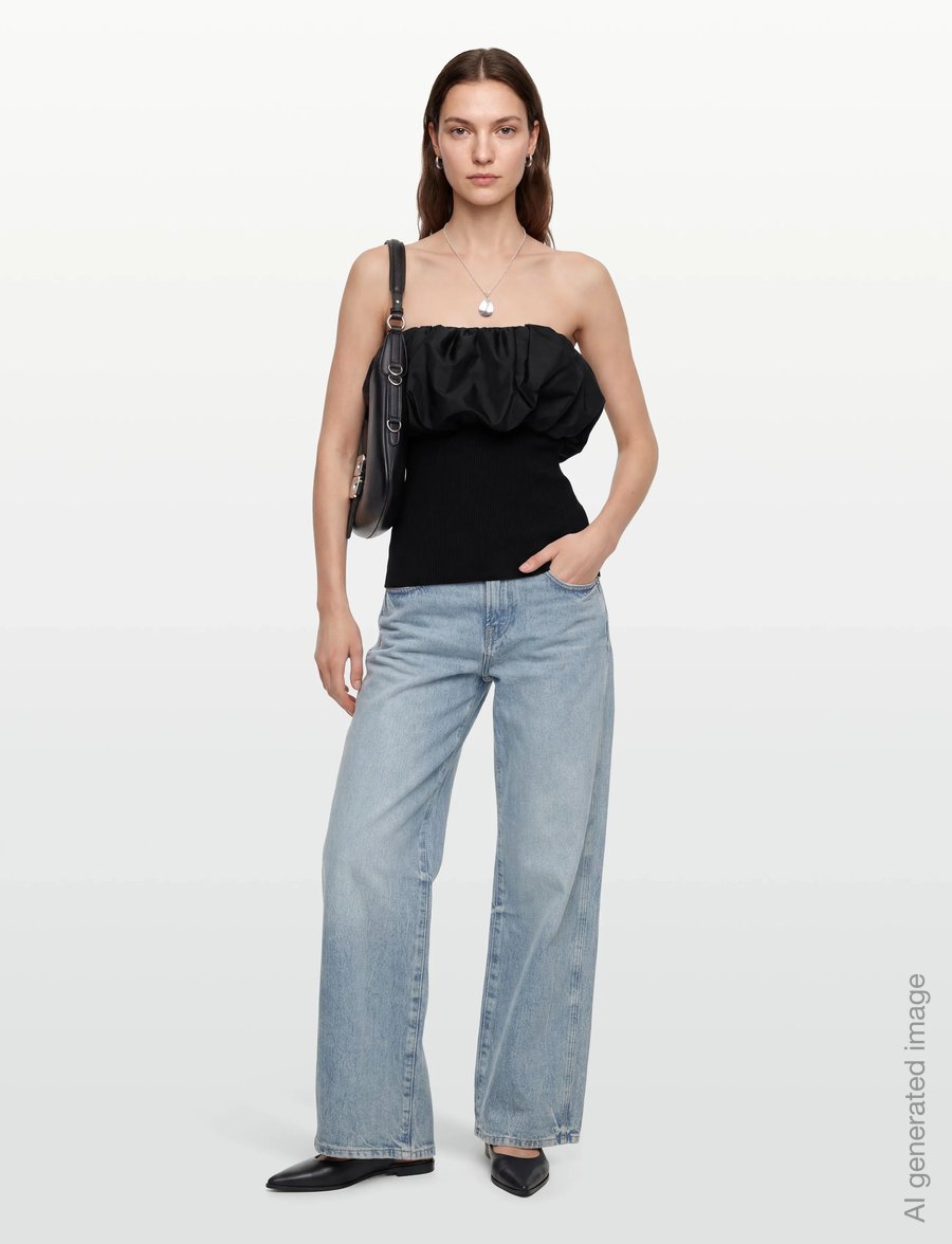 Ganni - Melange Knit Top - kampsunid - black - 0