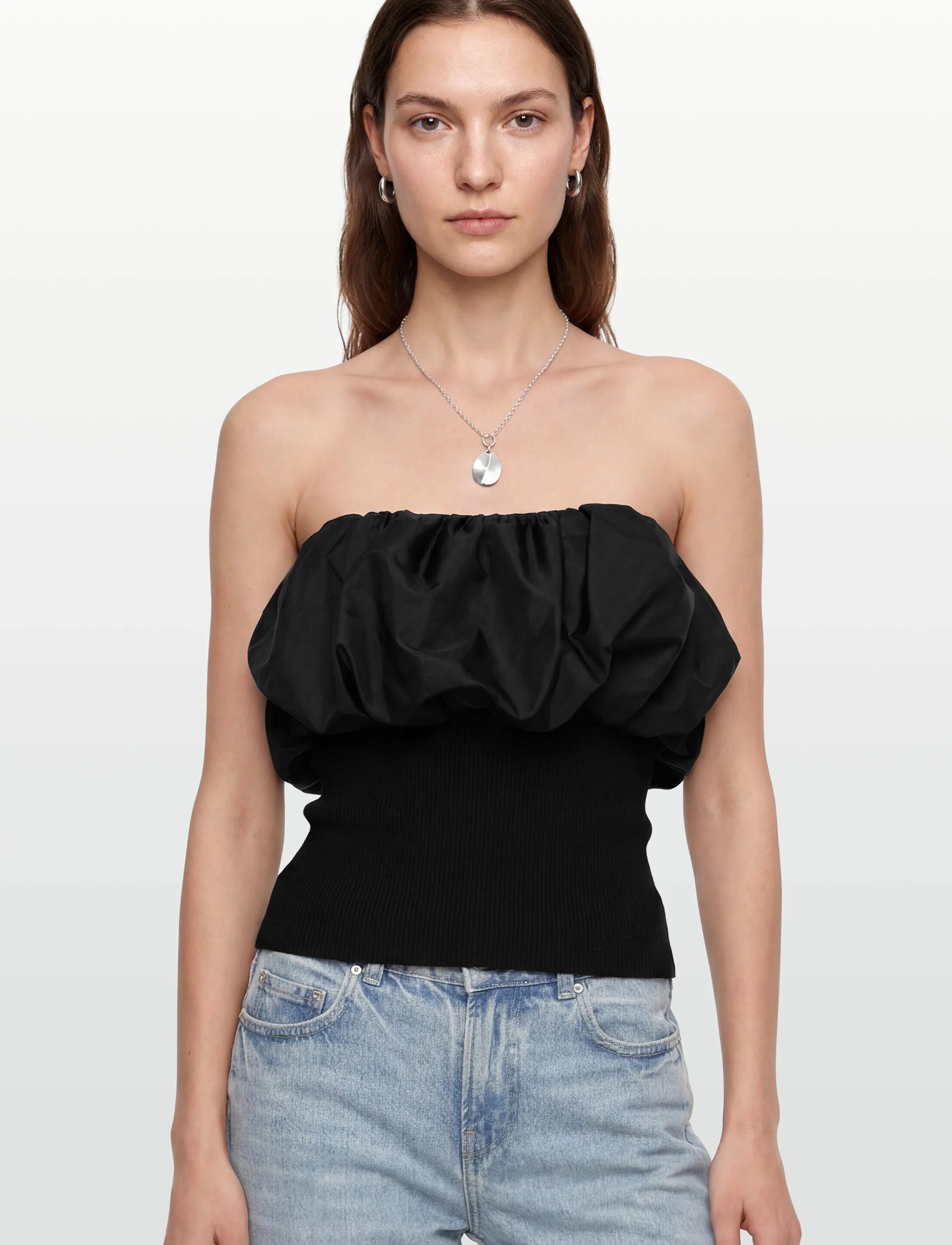 Ganni - Melange Knit Top - kampsunid - black - 3