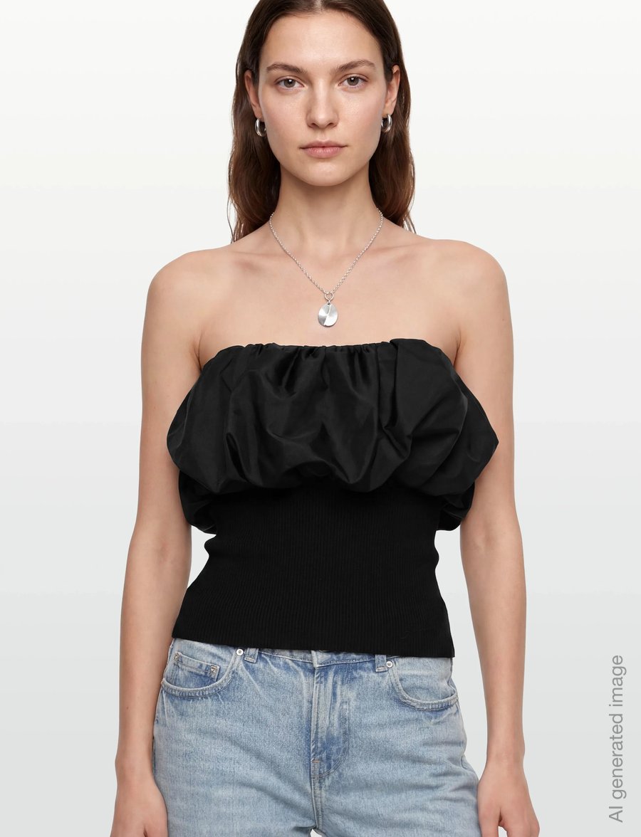 Ganni - Melange Knit Top - kampsunid - black - 3