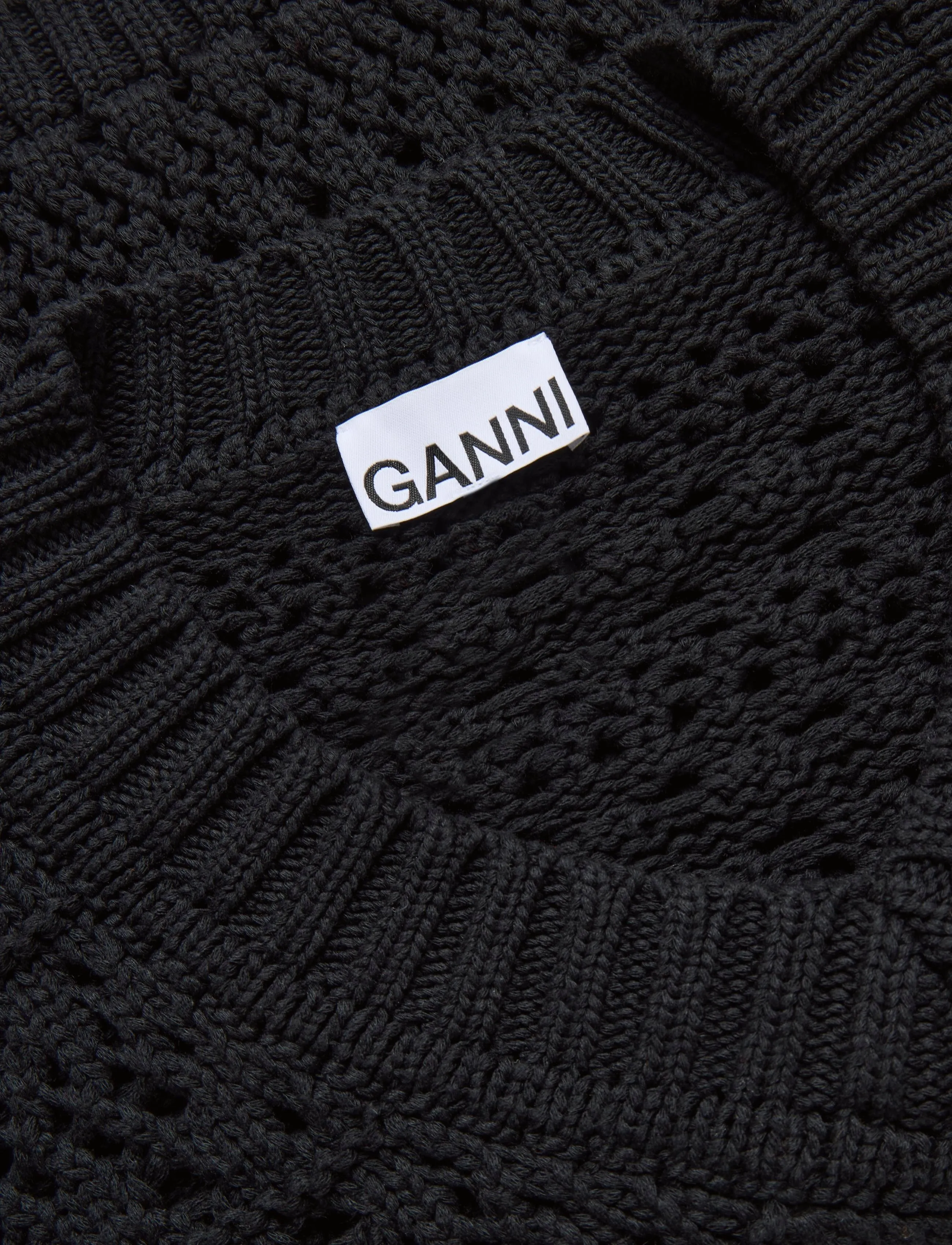 Ganni - Mini Dress In Rib Knit Ruffle - black - 2