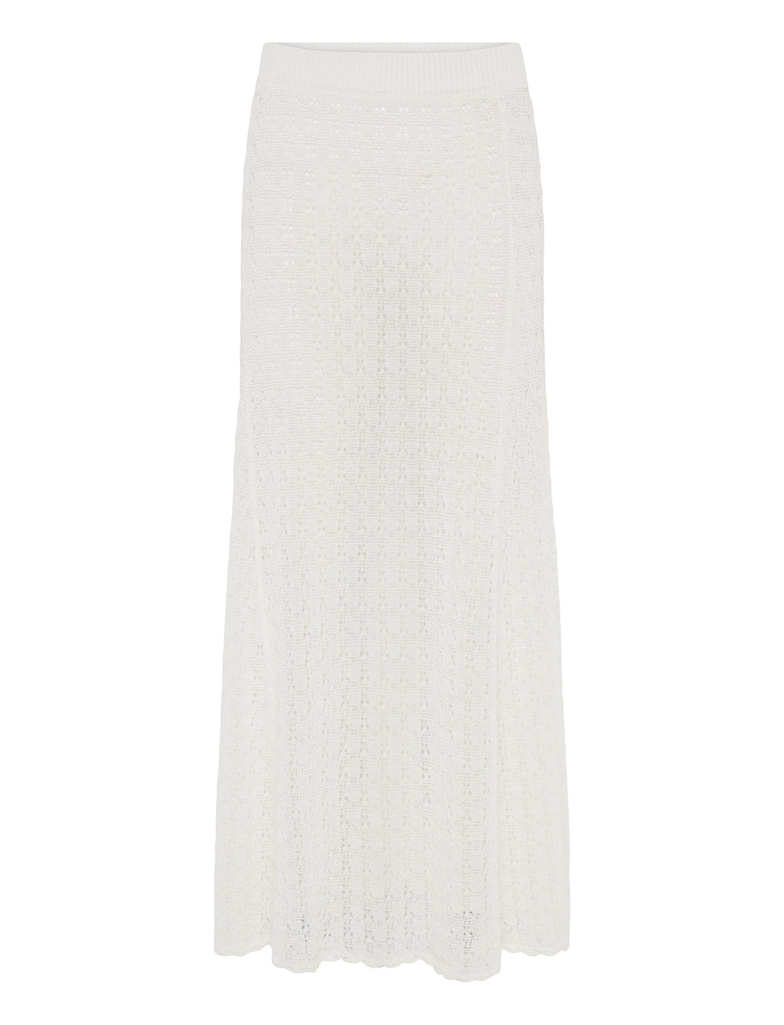 Ganni Shiny Pointelle Knit, L, White, Nederdele > Maxi Nederdele, Dame