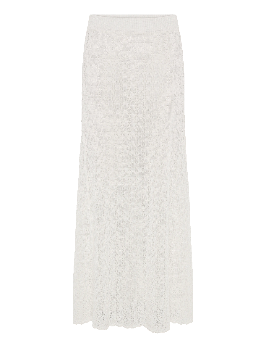 Ganni - Shiny Pointelle Knit - strickröcke - white - 0