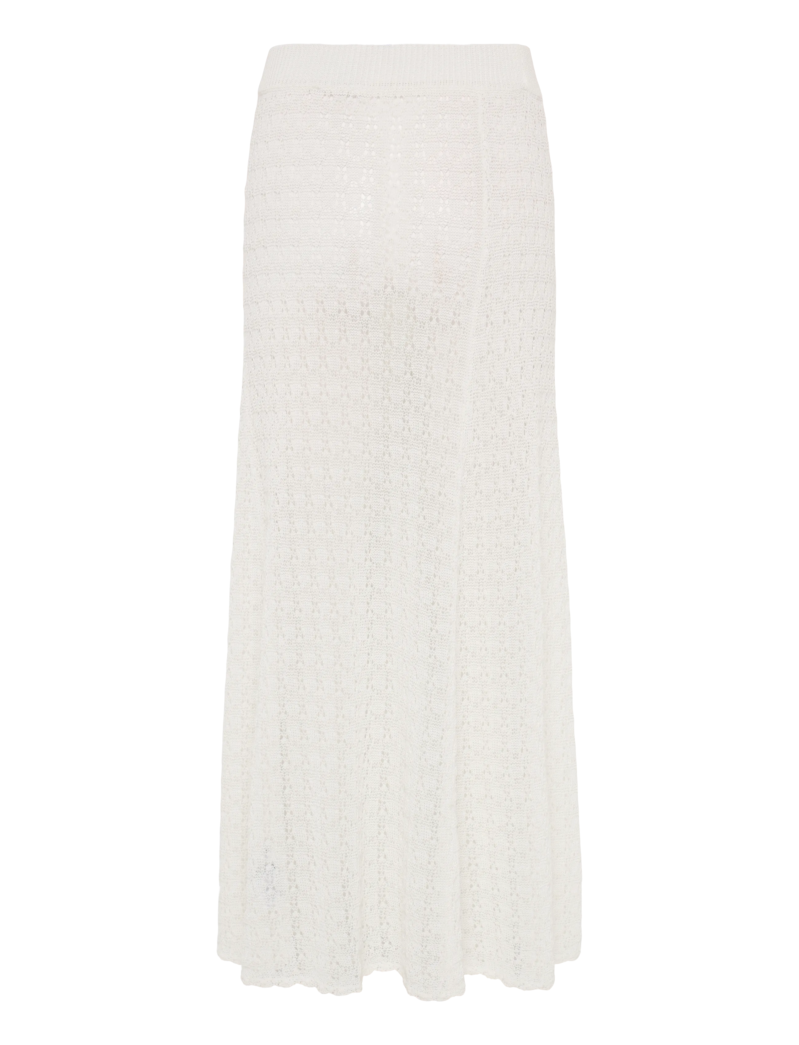 Ganni - Shiny Pointelle Knit - strickröcke - white - 1