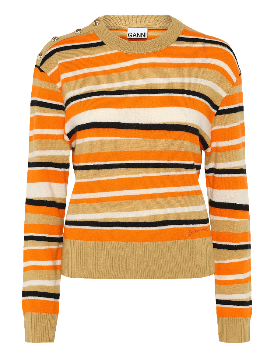 Ganni - Striped Cashmere Jumper - kaschmir - orange - 1