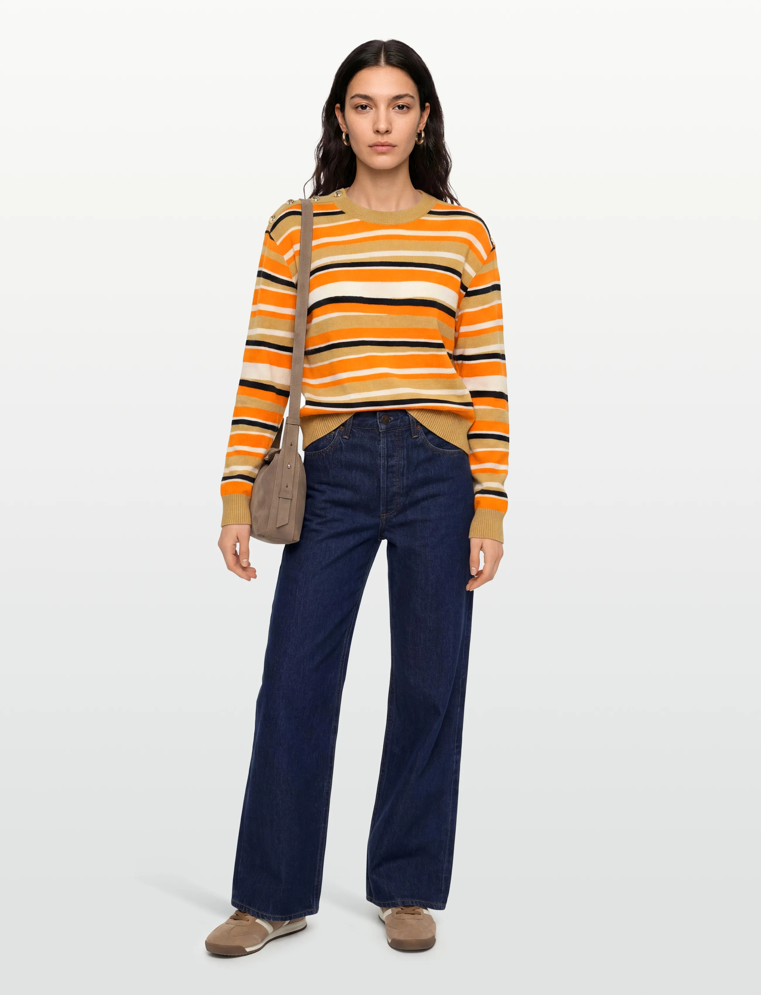 Ganni Striped Cashmere Jumper - GANNI - ORANGE / orange
