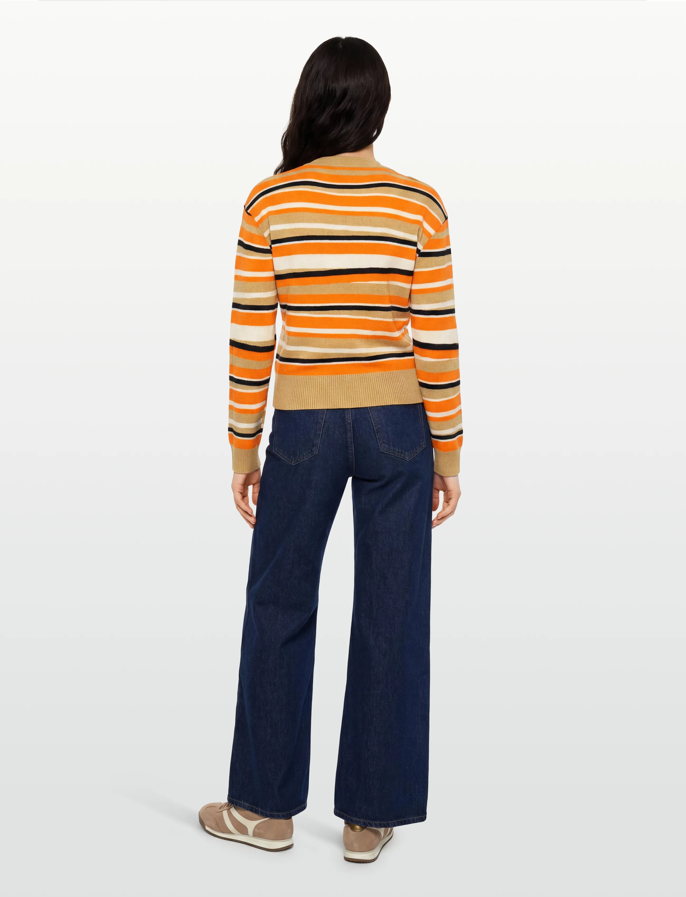 Ganni - Striped Cashmere Jumper - cashmere - orange - 4