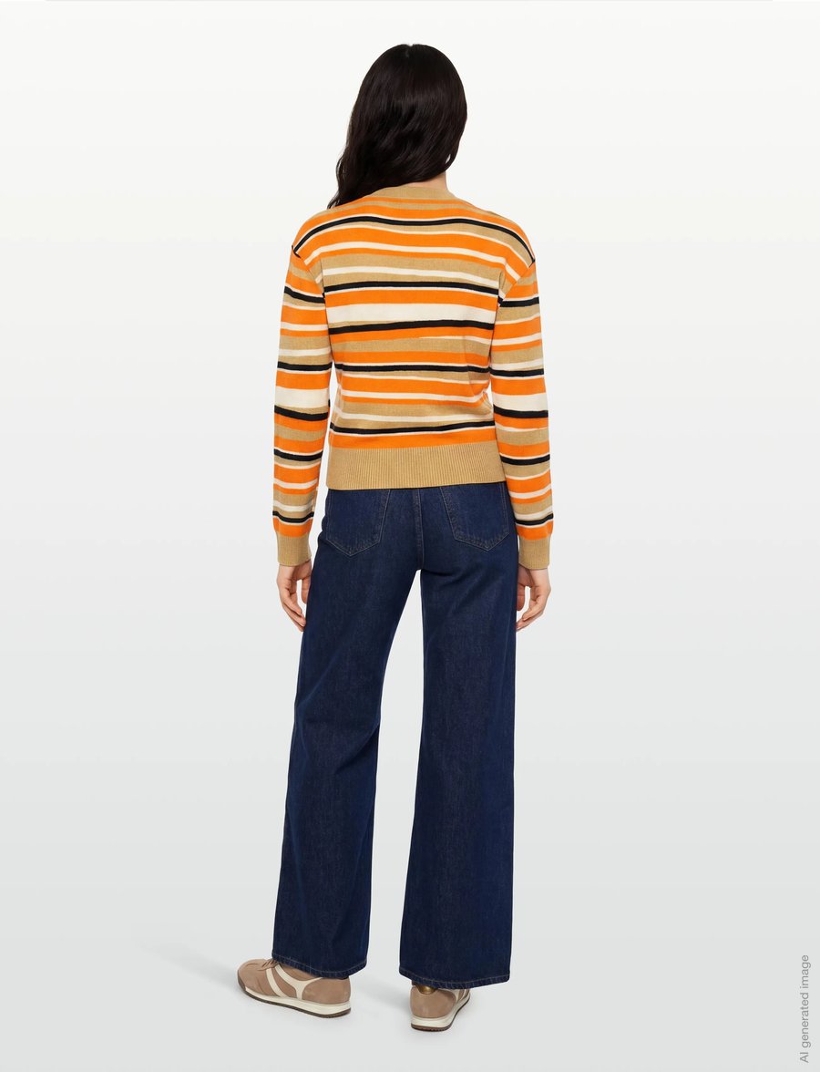 Ganni - Striped Cashmere Jumper - kaschmir - orange - 4